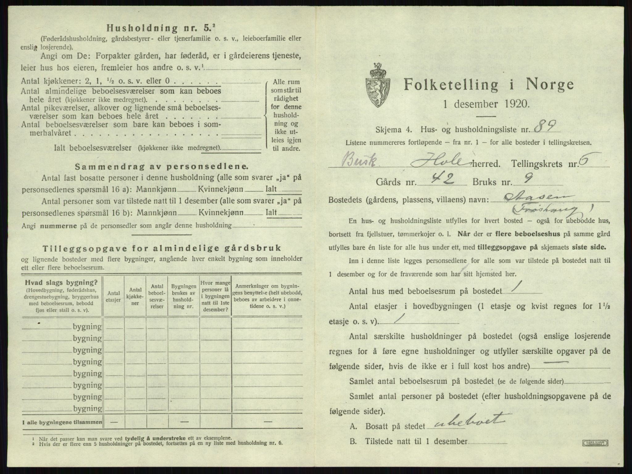 SAKO, 1920 census for Hole, 1920, p. 768