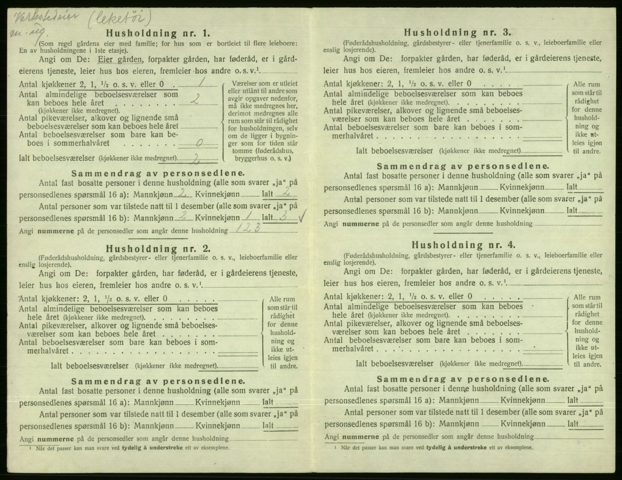 SAB, 1920 census for Vossestrand, 1920, p. 345