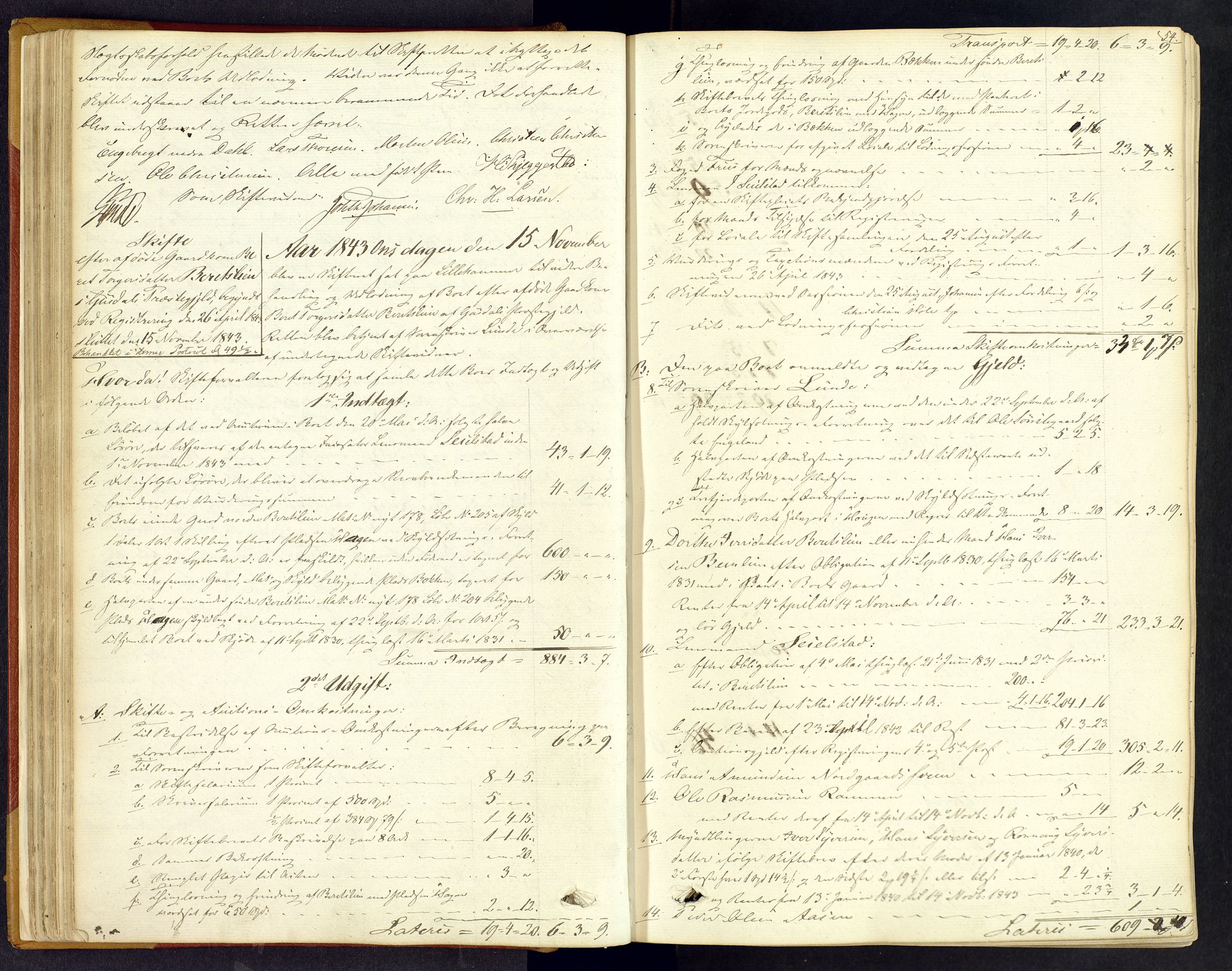 Sør-Gudbrandsdal tingrett, SAH/TING-004/J/Ja/Jac/L0001: Skifteforhandlings- og skifteutlodningsprotokoll, 1842-1853, p. 53b-54a