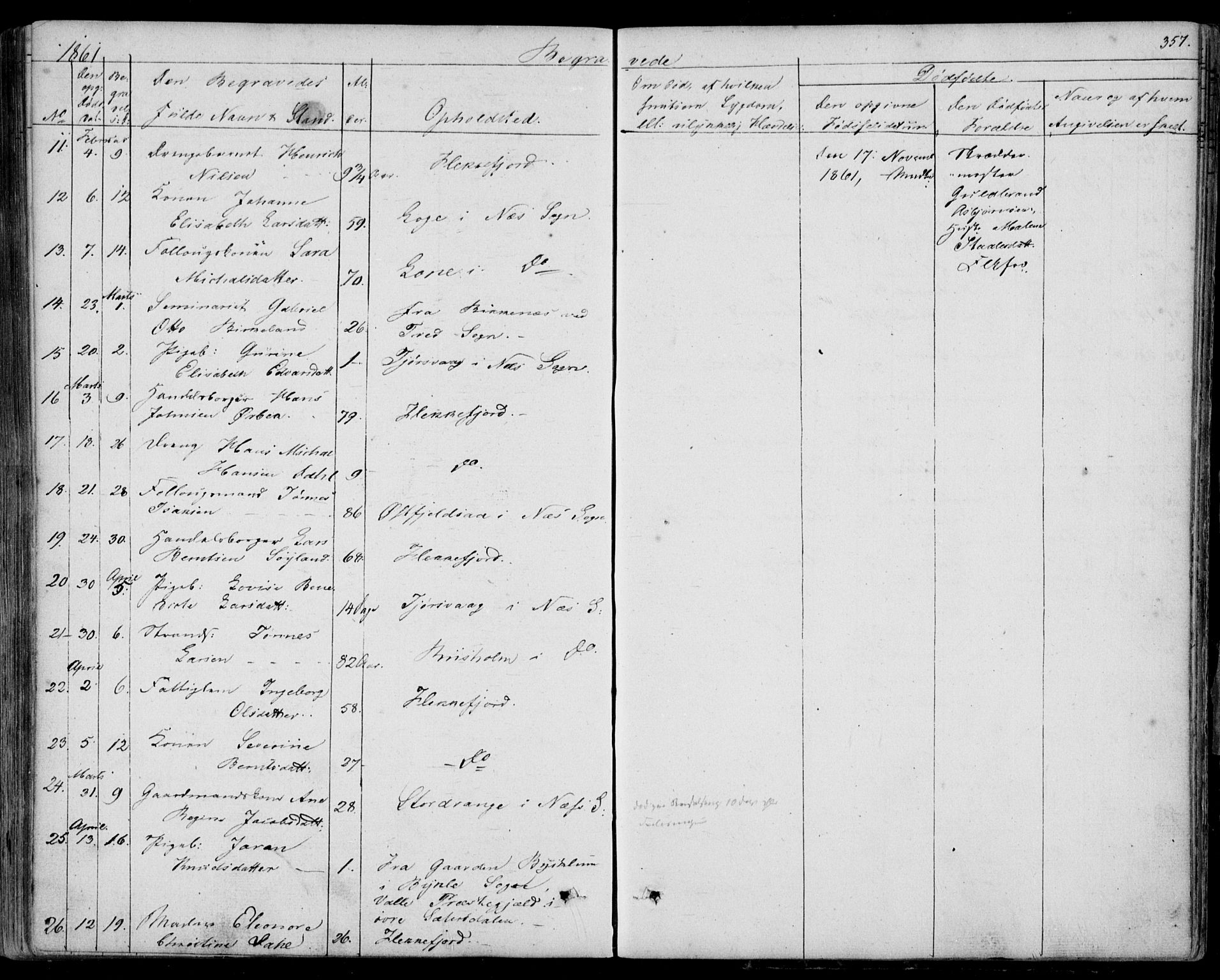 Flekkefjord sokneprestkontor, AV/SAK-1111-0012/F/Fb/Fbc/L0005: Parish register (copy) no. B 5, 1846-1866, p. 357