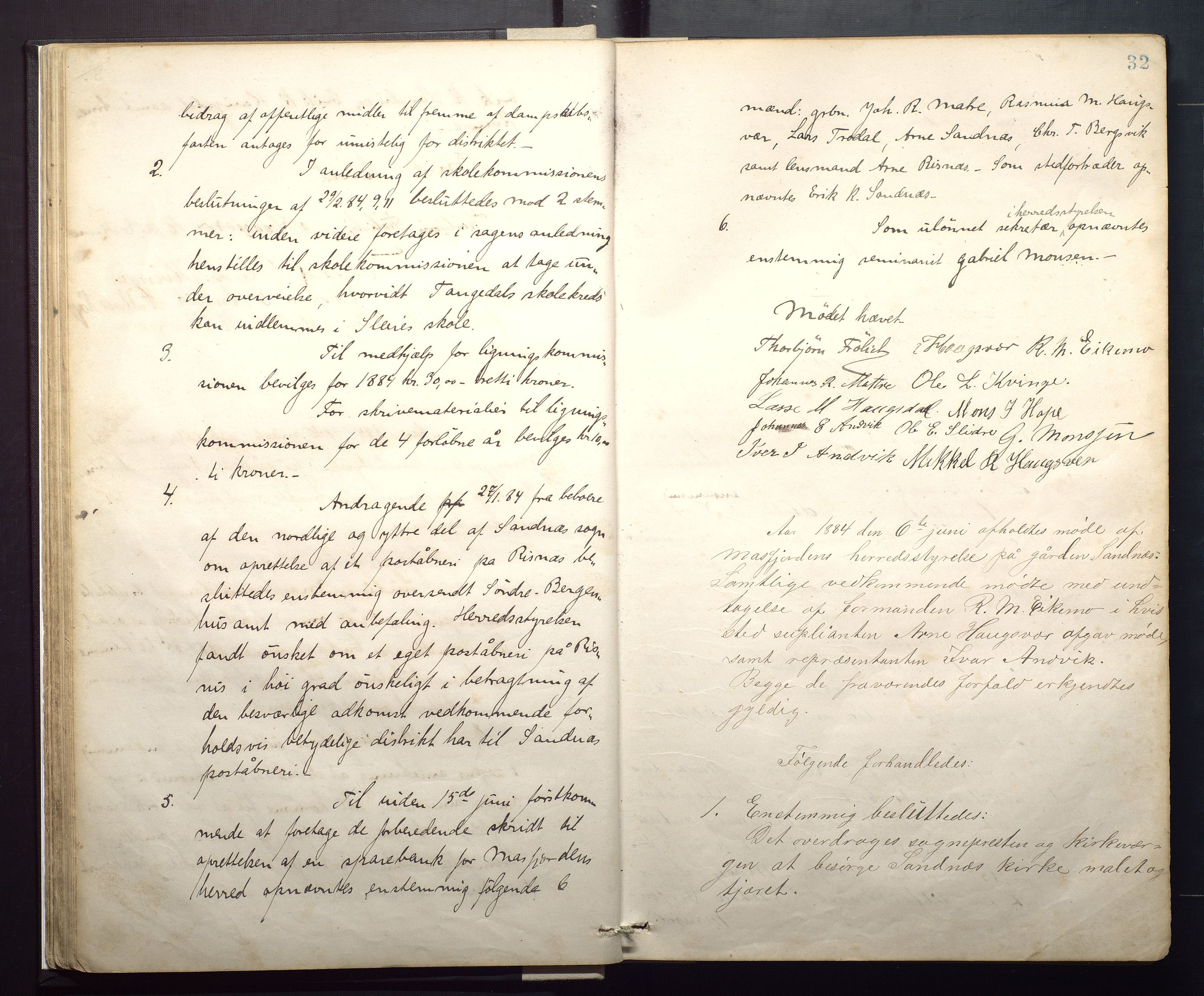 Masfjorden kommune. Formannskapet, IKAH/1266-021/A/Aa/L0001: Møtebok for Masfjorden formannskap og heradsstyre, 1879-1904, p. 32