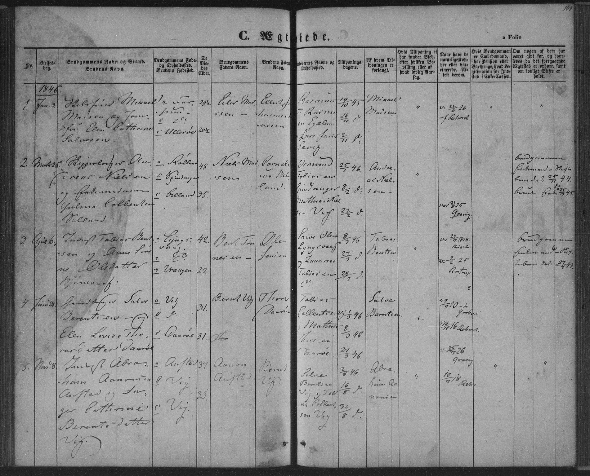 Herad sokneprestkontor, SAK/1111-0018/F/Fa/Fab/L0003: Parish register (official) no. A 3, 1844-1853, p. 163