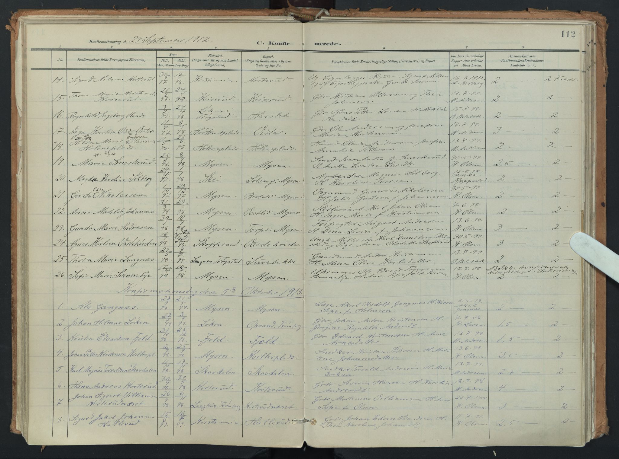 Eidsberg prestekontor Kirkebøker, AV/SAO-A-10905/F/Fb/L0002: Parish register (official) no. II 2, 1901-1933, p. 112