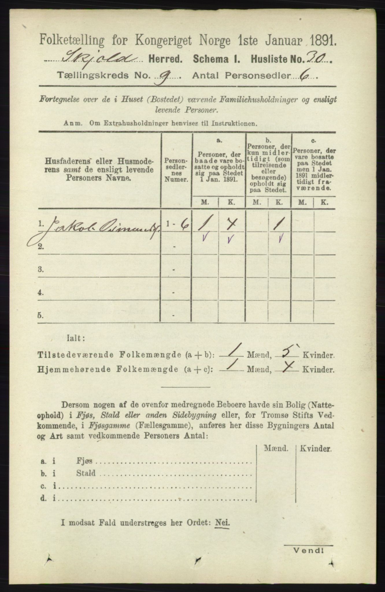 RA, 1891 census for 1154 Skjold, 1891, p. 1776