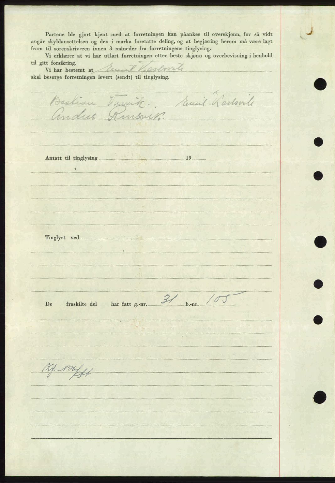 Nordmøre sorenskriveri, AV/SAT-A-4132/1/2/2Ca: Mortgage book no. A103, 1946-1947, Diary no: : 26/1947