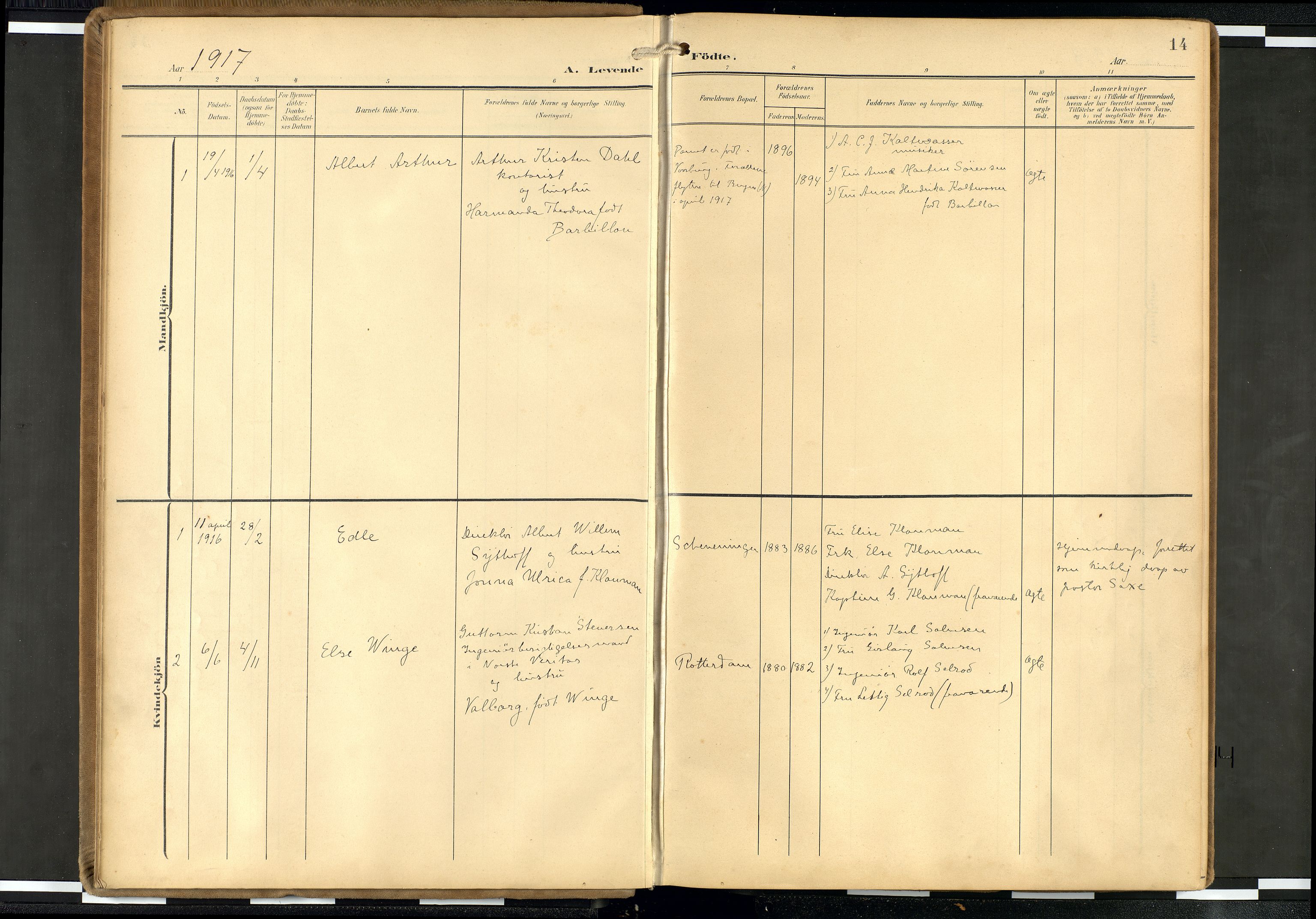 Den norske sjømannsmisjon i utlandet/Hollandske havner (Amsterdam-Rotterdam-Europort), AV/SAB-SAB/PA-0106/H/Ha/Haa/L0003: Parish register (official) no. A 3, 1908-1927, p. 13b-14a