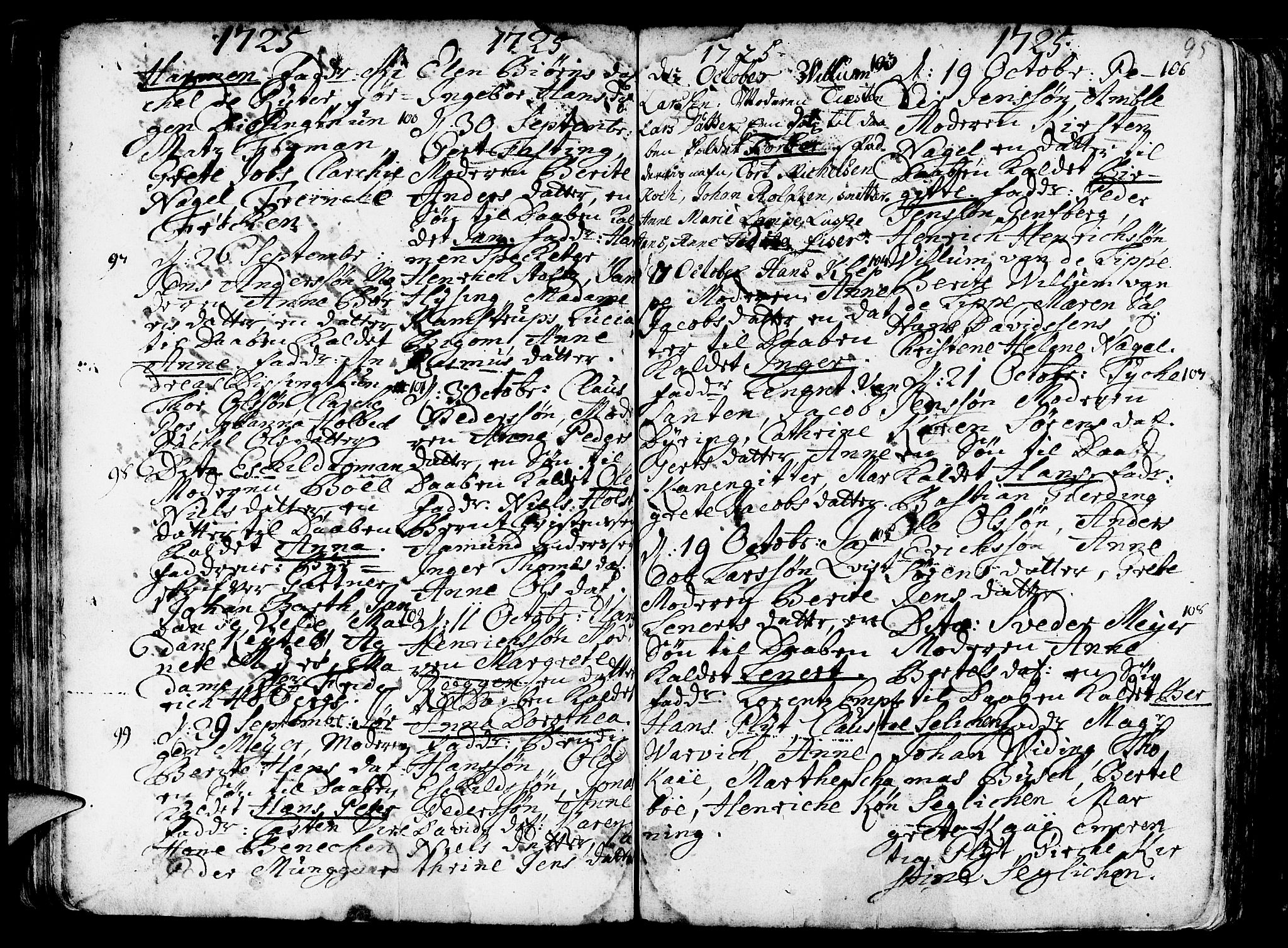 Nykirken Sokneprestembete, AV/SAB-A-77101/H/Haa/L0003: Parish register (official) no. A 3, 1717-1764, p. 95