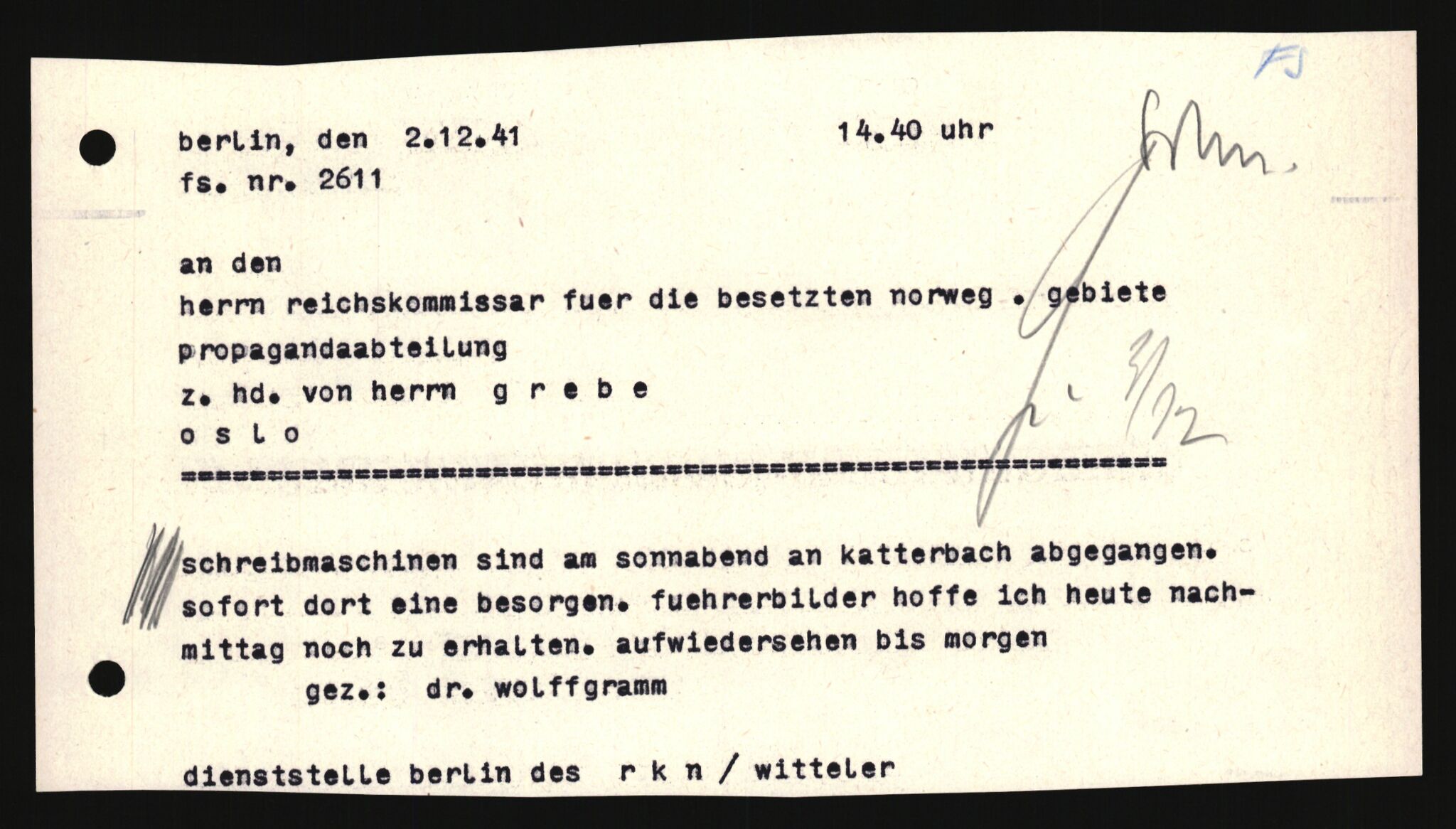 Forsvarets Overkommando. 2 kontor. Arkiv 11.4. Spredte tyske arkivsaker, AV/RA-RAFA-7031/D/Dar/Darb/L0009: Reichskommissariat - Hauptabteilung Volksaufklärung und Propaganda, 1940-1942, p. 31