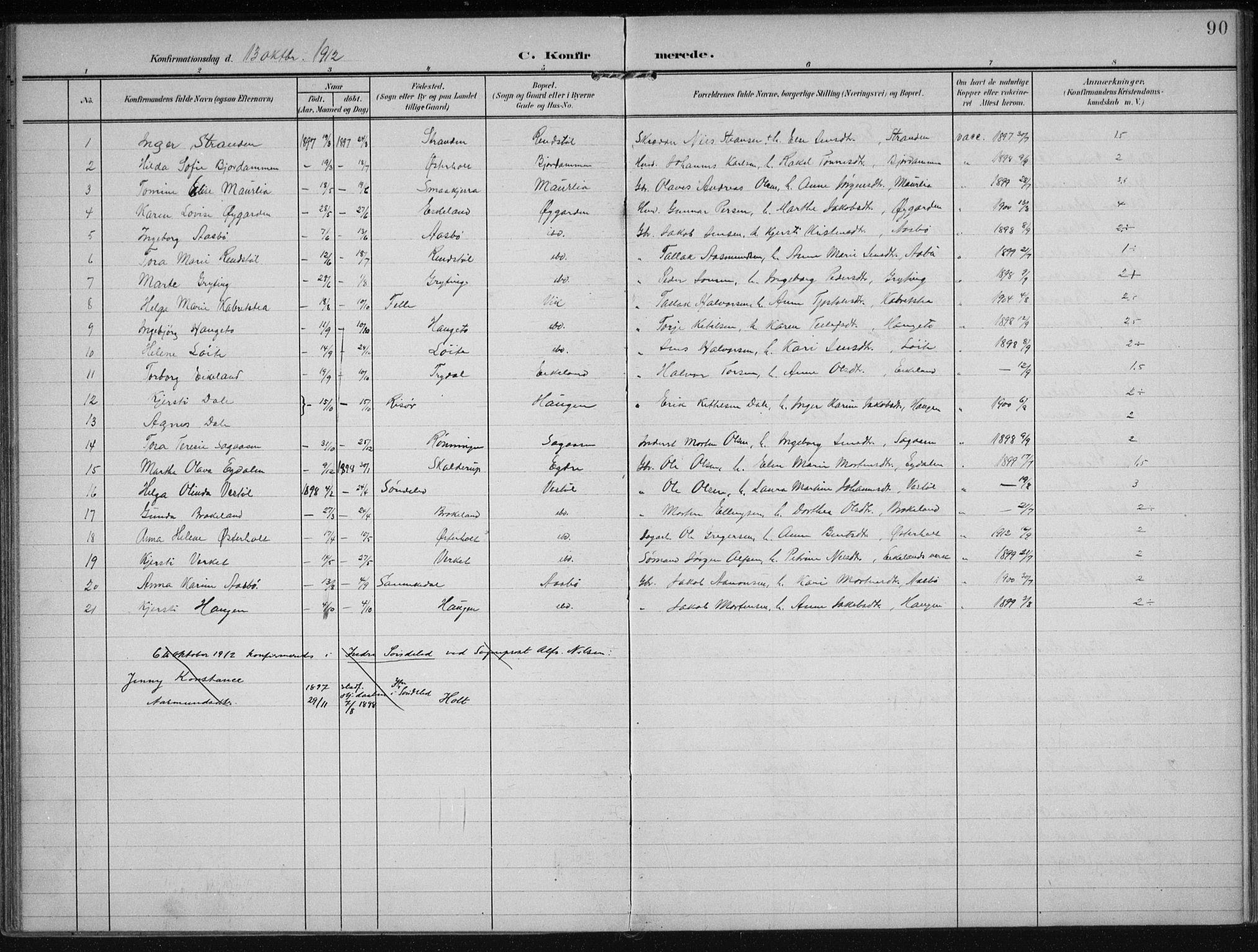 Gjerstad sokneprestkontor, AV/SAK-1111-0014/F/Fa/Faa/L0011: Parish register (official) no. A 11, 1903-1914, p. 90