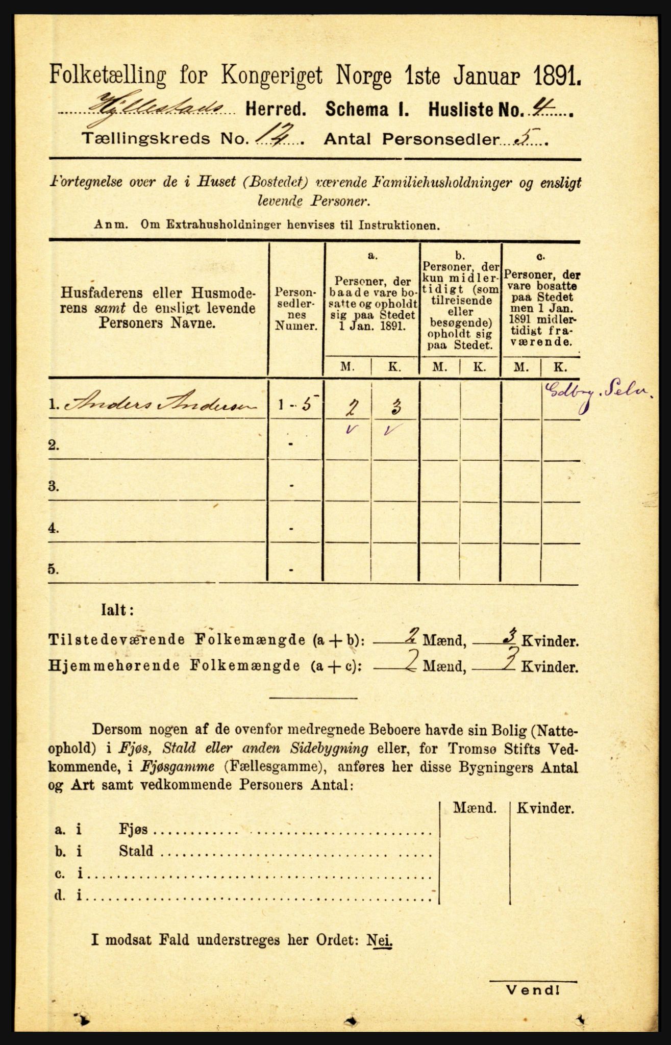 RA, 1891 census for 1413 Hyllestad, 1891, p. 2231