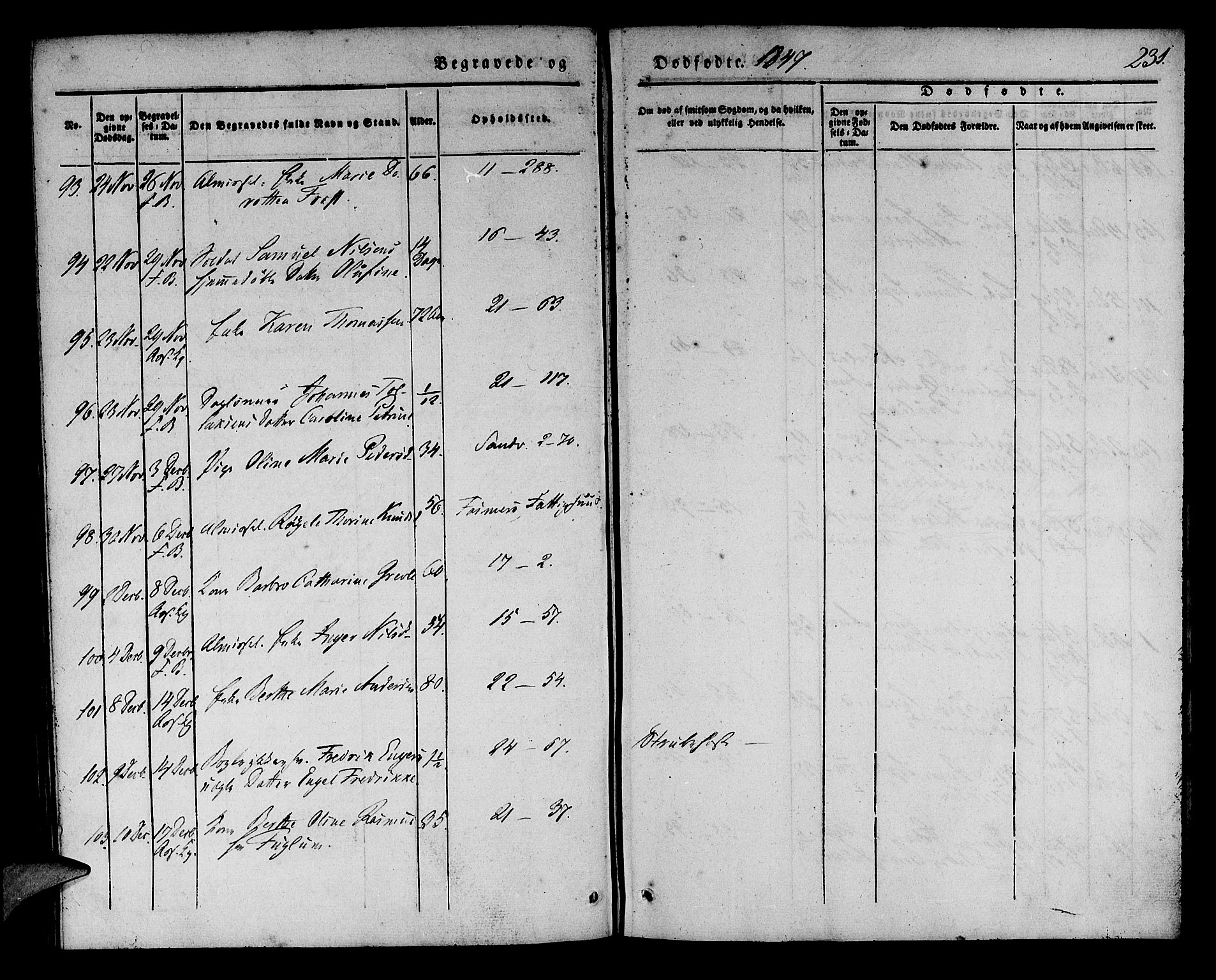 Korskirken sokneprestembete, SAB/A-76101/H/Haa/L0043: Parish register (official) no. E 1, 1834-1848, p. 231