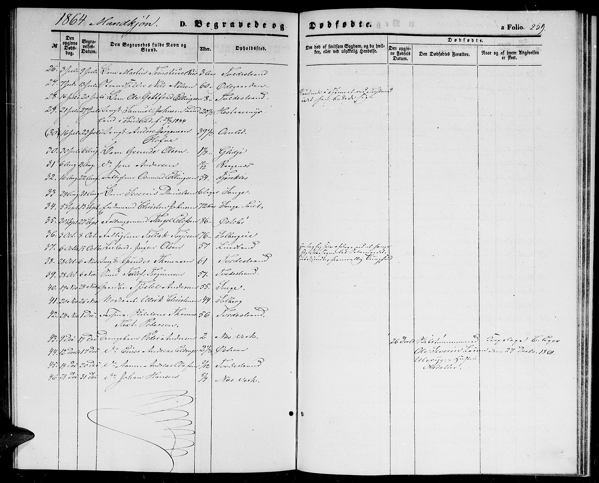 Holt sokneprestkontor, SAK/1111-0021/F/Fb/L0008: Parish register (copy) no. B 8, 1858-1871, p. 259