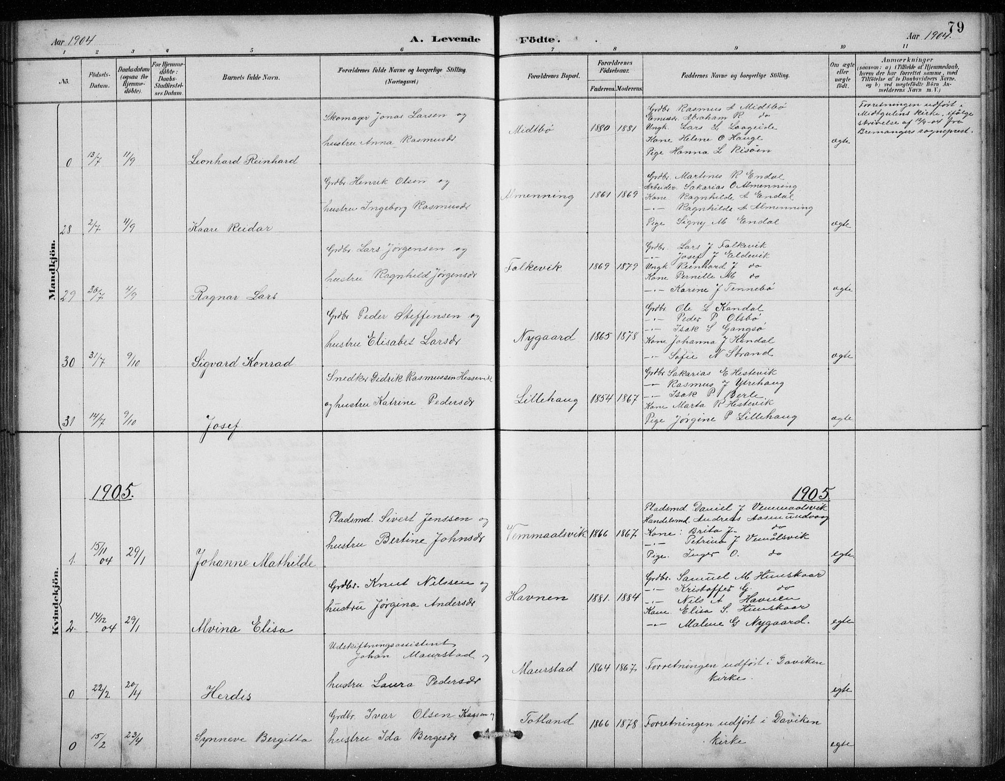 Davik sokneprestembete, AV/SAB-A-79701/H/Hab/Habc/L0002: Parish register (copy) no. C 2, 1889-1906, p. 79