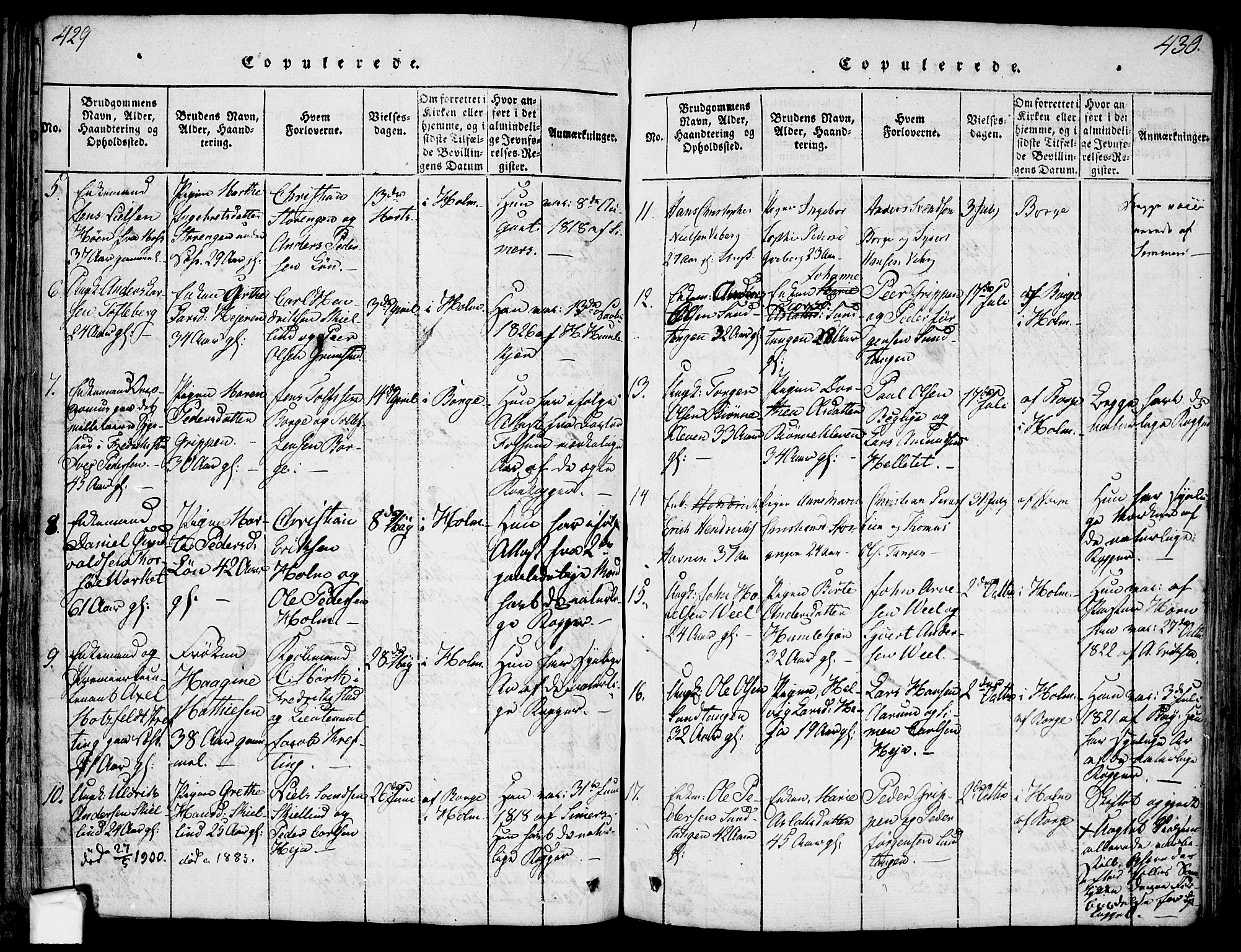 Borge prestekontor Kirkebøker, AV/SAO-A-10903/F/Fa/L0003: Parish register (official) no. I 3, 1815-1836, p. 429-430