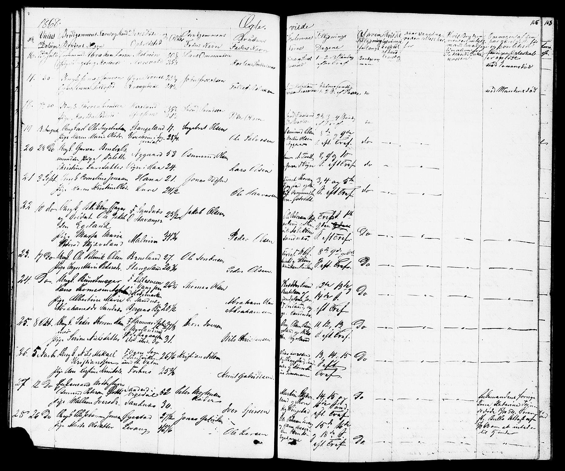 Høyland sokneprestkontor, SAST/A-101799/001/30BB/L0001: Parish register (copy) no. B 1, 1854-1873, p. 166