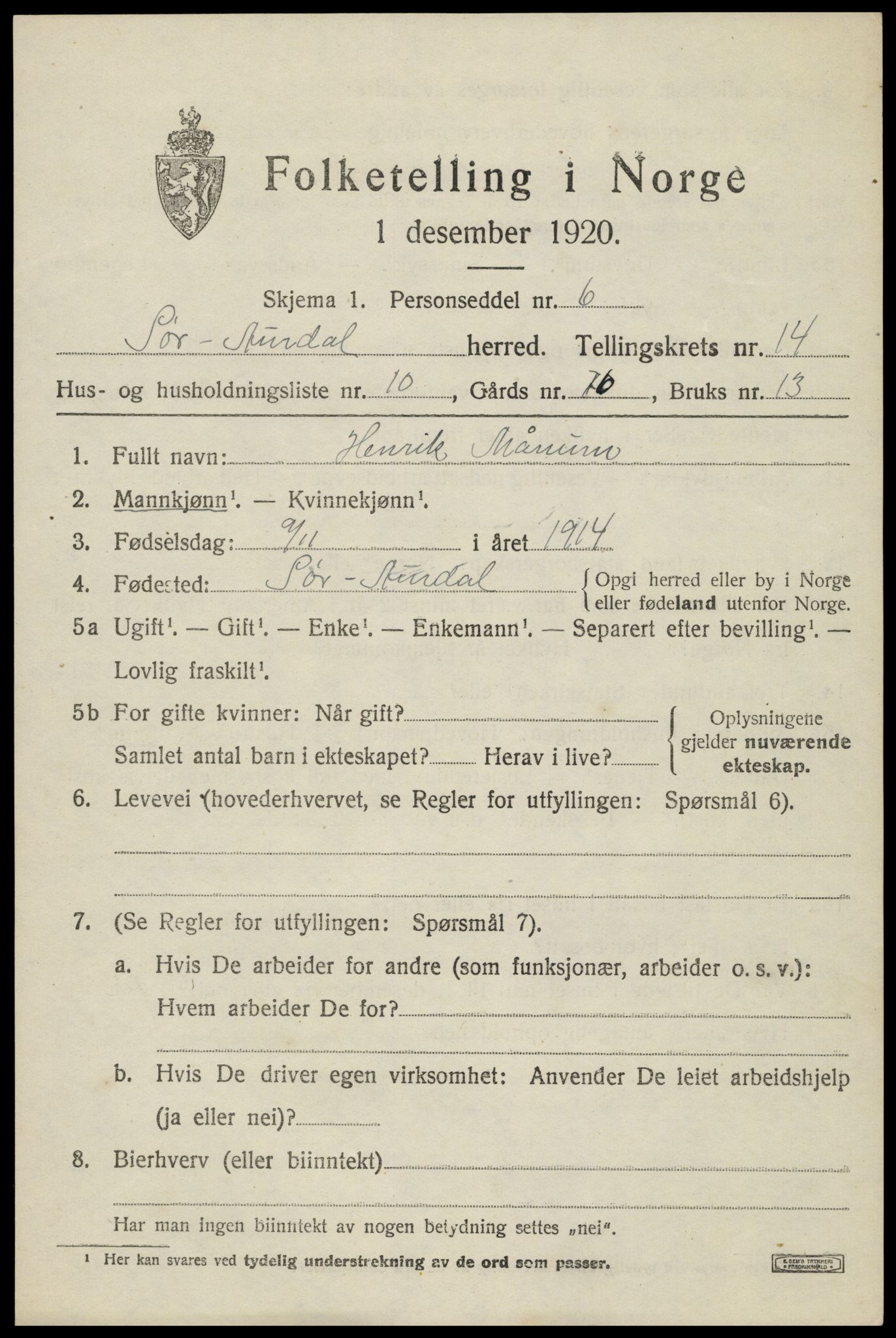 SAH, 1920 census for Sør-Aurdal, 1920, p. 8137