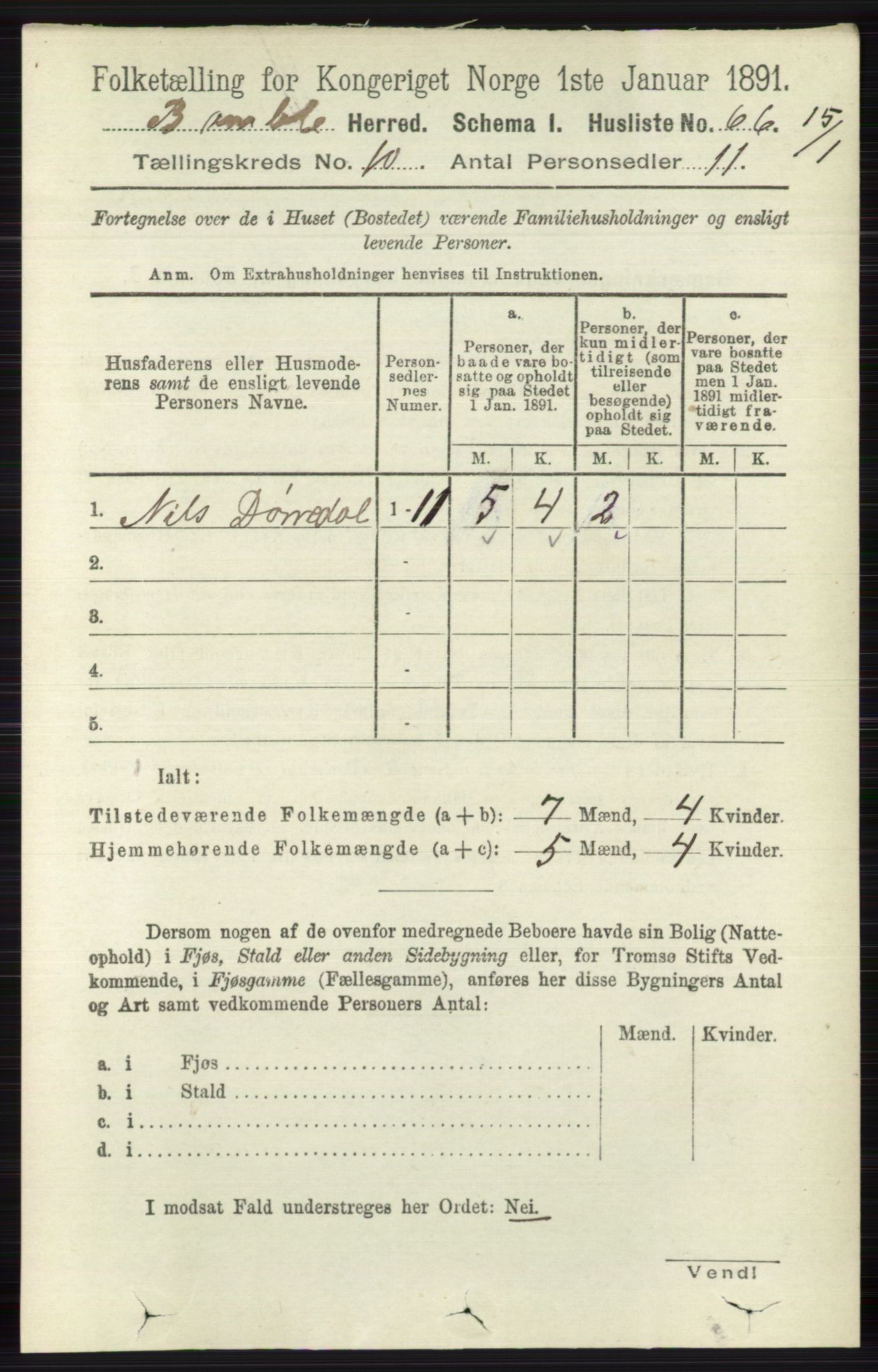 RA, 1891 census for 0814 Bamble, 1891, p. 5768