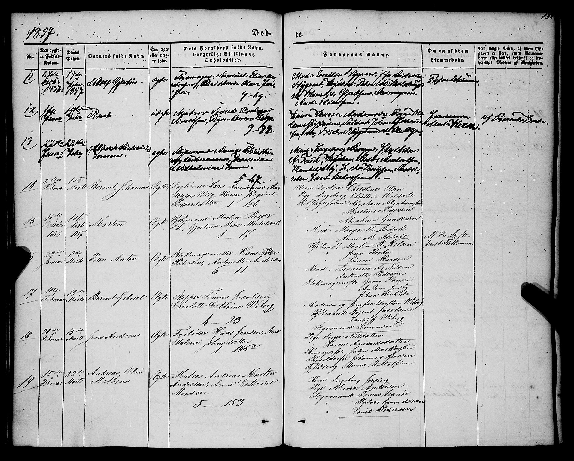 Nykirken Sokneprestembete, SAB/A-77101/H/Haa/L0014: Parish register (official) no. B 1, 1844-1858, p. 132