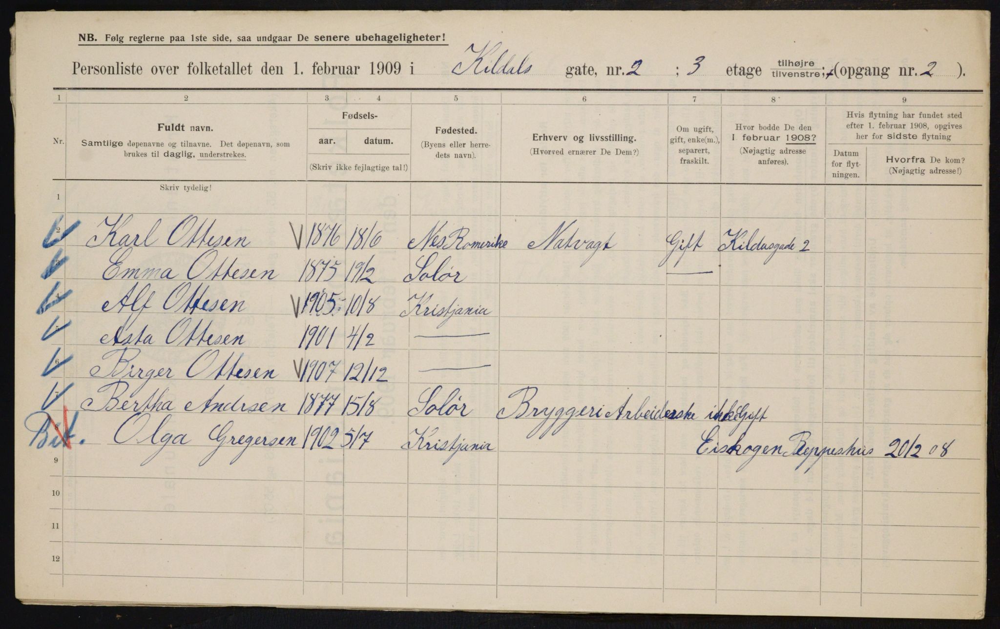 OBA, Municipal Census 1909 for Kristiania, 1909, p. 68531