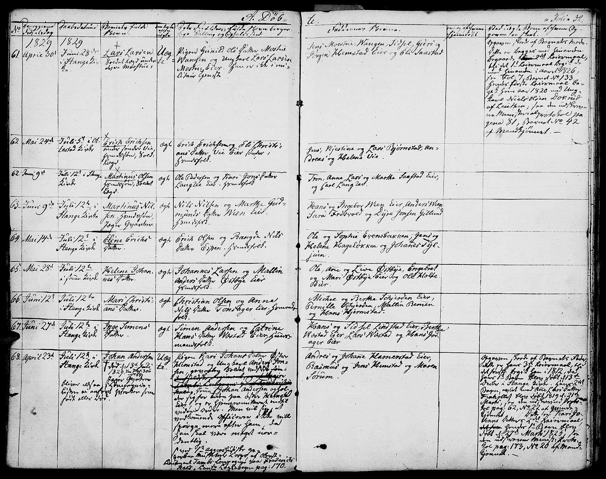 Stange prestekontor, SAH/PREST-002/K/L0009: Parish register (official) no. 9, 1826-1835, p. 32