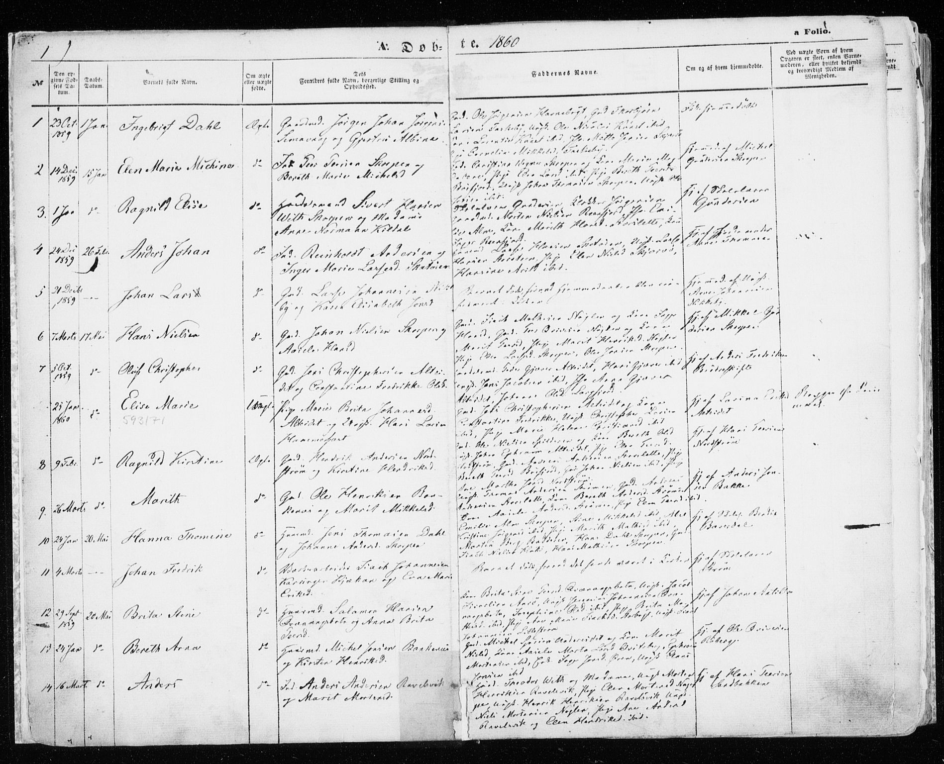 Skjervøy sokneprestkontor, SATØ/S-1300/H/Ha/Haa/L0007kirke: Parish register (official) no. 7, 1860-1870, p. 1