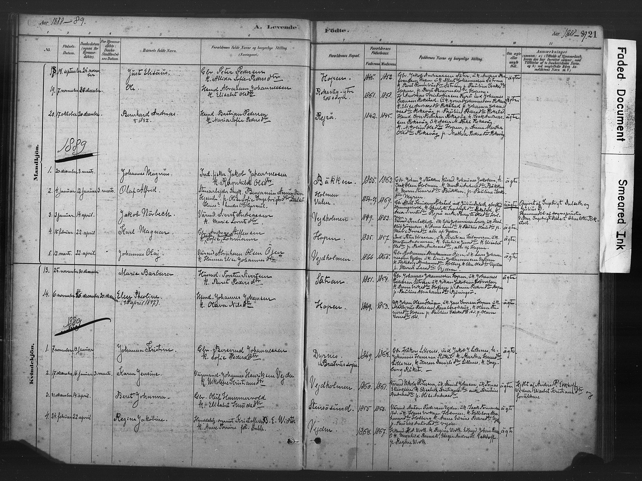 Ministerialprotokoller, klokkerbøker og fødselsregistre - Møre og Romsdal, AV/SAT-A-1454/583/L0954: Parish register (official) no. 583A01, 1880-1906, p. 21