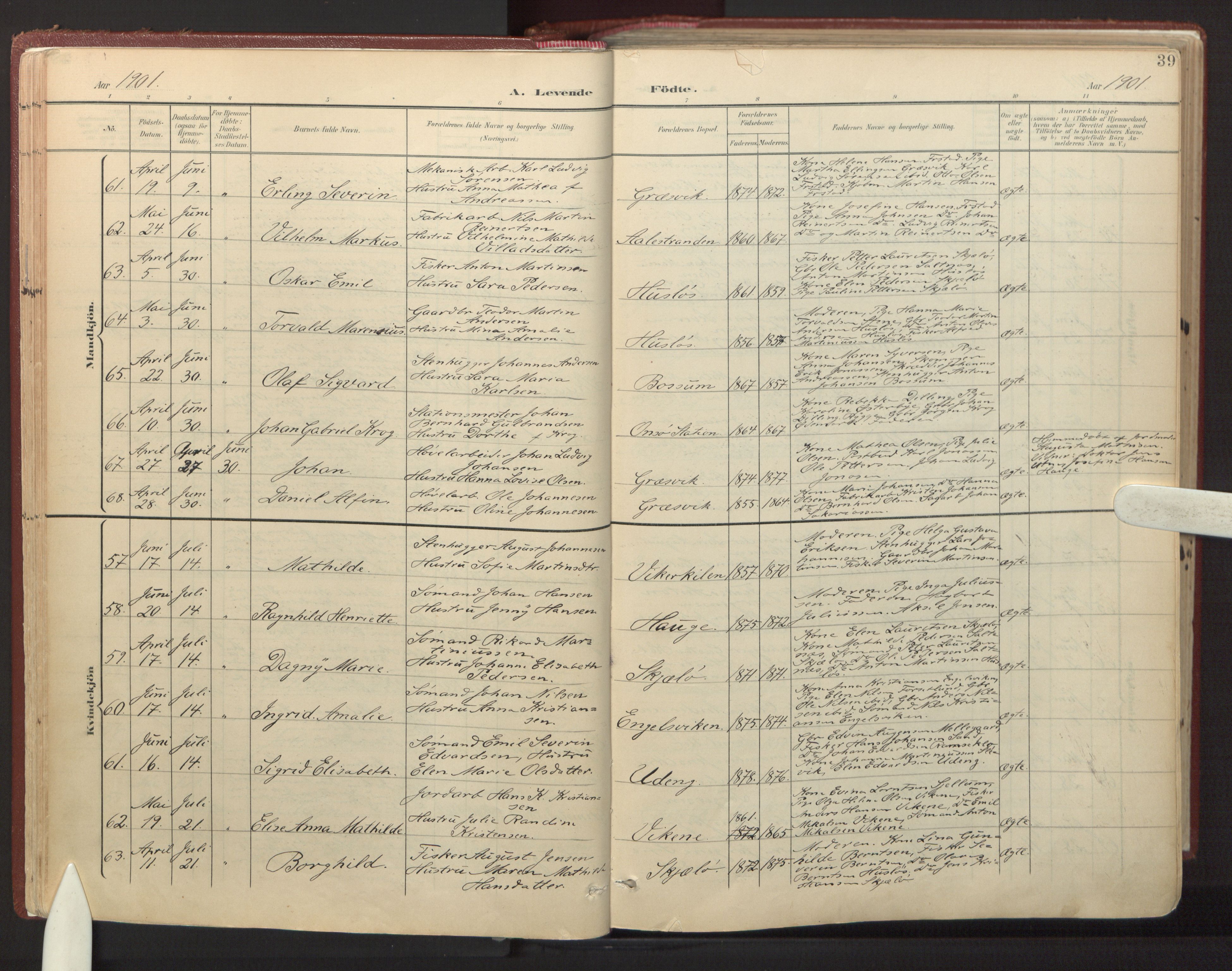 Onsøy prestekontor Kirkebøker, AV/SAO-A-10914/F/Fa/L0008: Parish register (official) no. I 8, 1899-1923, p. 39