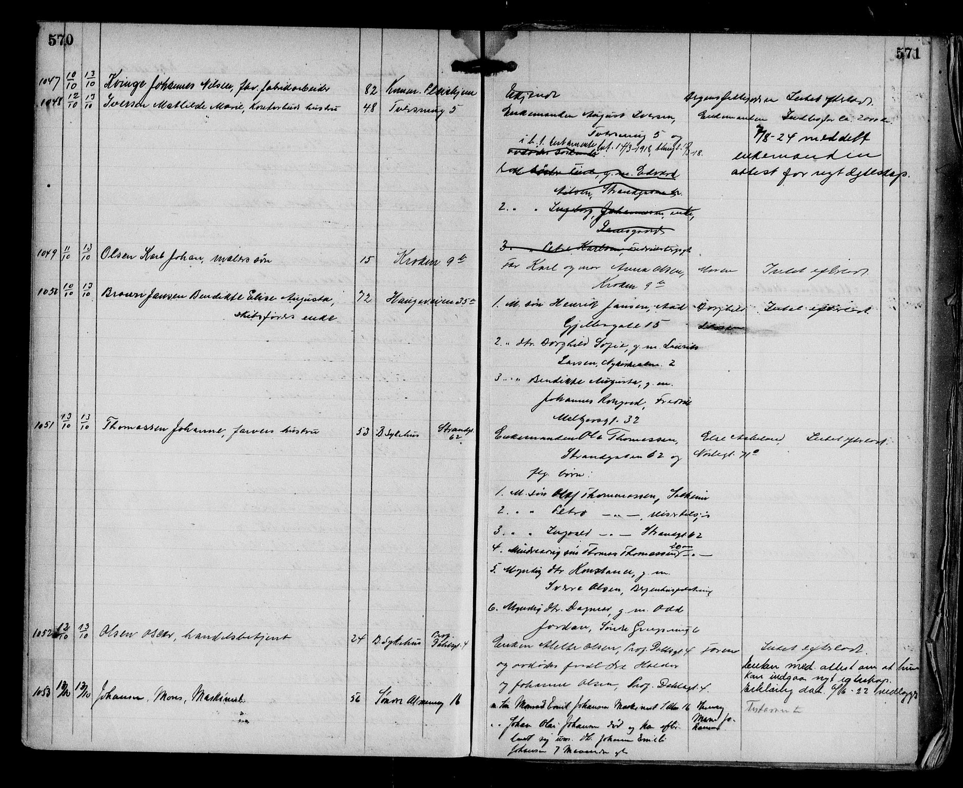 Byfogd og Byskriver i Bergen, AV/SAB-A-3401/06/06Na/L0012: Dødsfallsjournaler, 1918-1919, p. 570-571