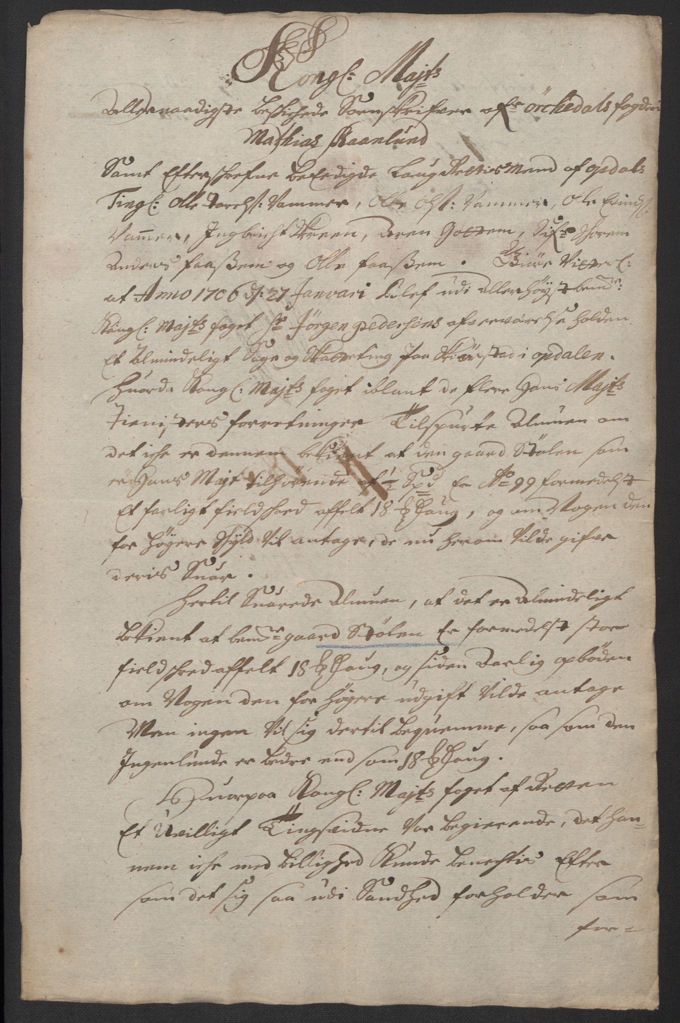 Rentekammeret inntil 1814, Reviderte regnskaper, Fogderegnskap, RA/EA-4092/R60/L3955: Fogderegnskap Orkdal og Gauldal, 1705, p. 239