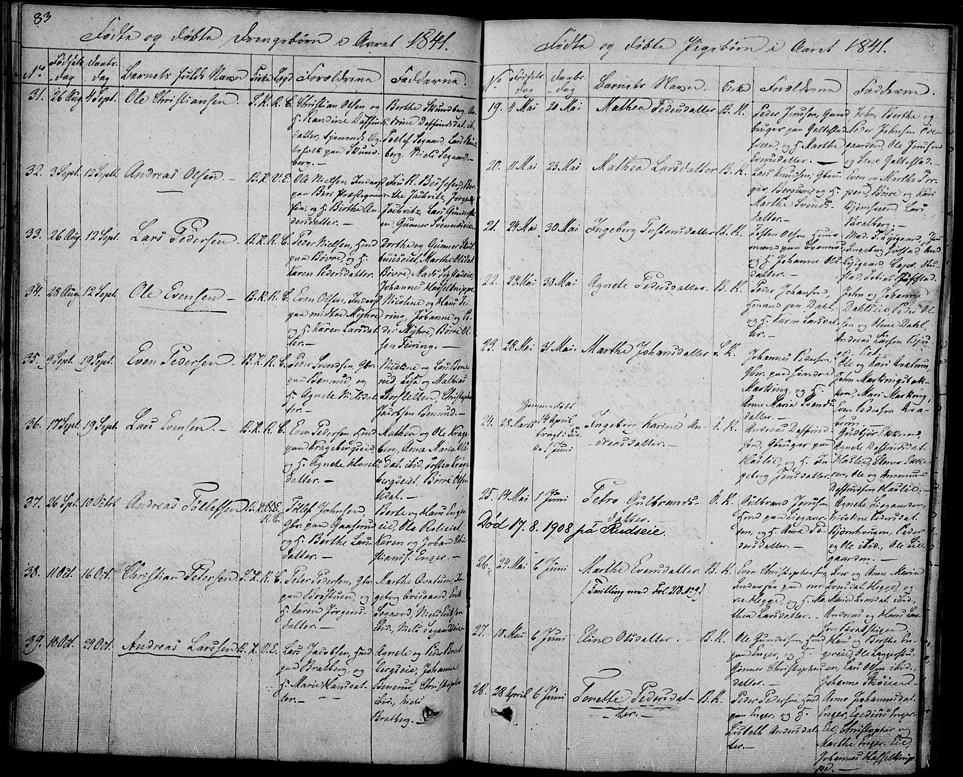 Biri prestekontor, AV/SAH-PREST-096/H/Ha/Haa/L0004: Parish register (official) no. 4, 1829-1842, p. 83