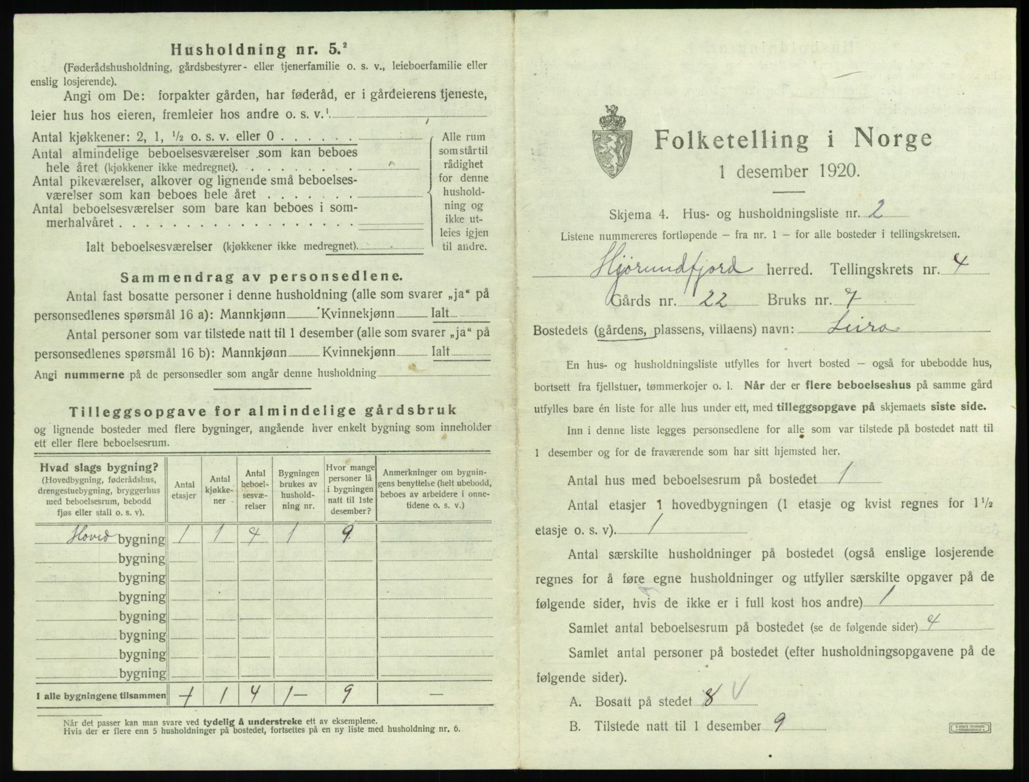 SAT, 1920 census for Hjørundfjord, 1920, p. 179