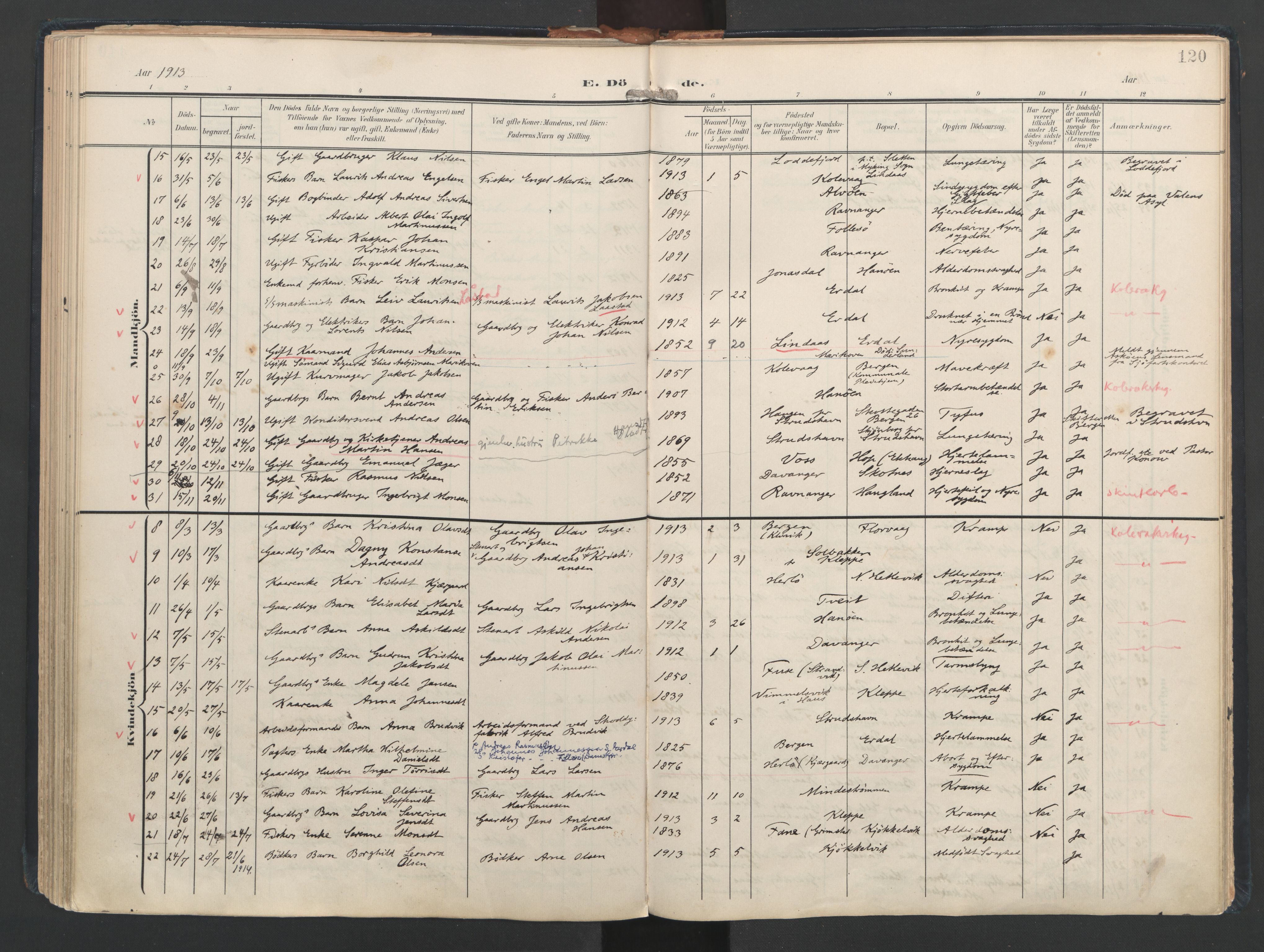 Askøy Sokneprestembete, AV/SAB-A-74101/H/Ha/Haa/Haad/L0001: Parish register (official) no. D 1, 1902-1916, p. 120