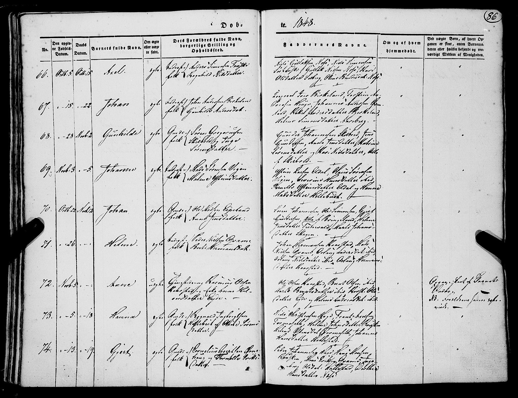 Gaular sokneprestembete, AV/SAB-A-80001/H/Haa: Parish register (official) no. A 4I, 1840-1859, p. 86