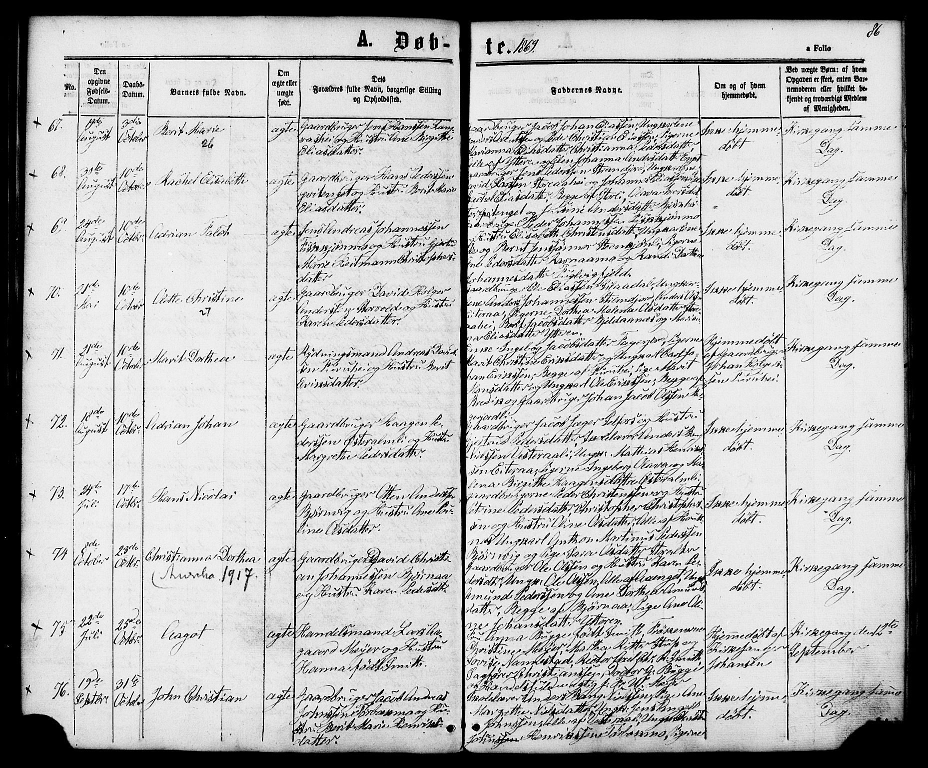 Ministerialprotokoller, klokkerbøker og fødselsregistre - Nordland, AV/SAT-A-1459/827/L0393: Parish register (official) no. 827A05, 1863-1883, p. 86