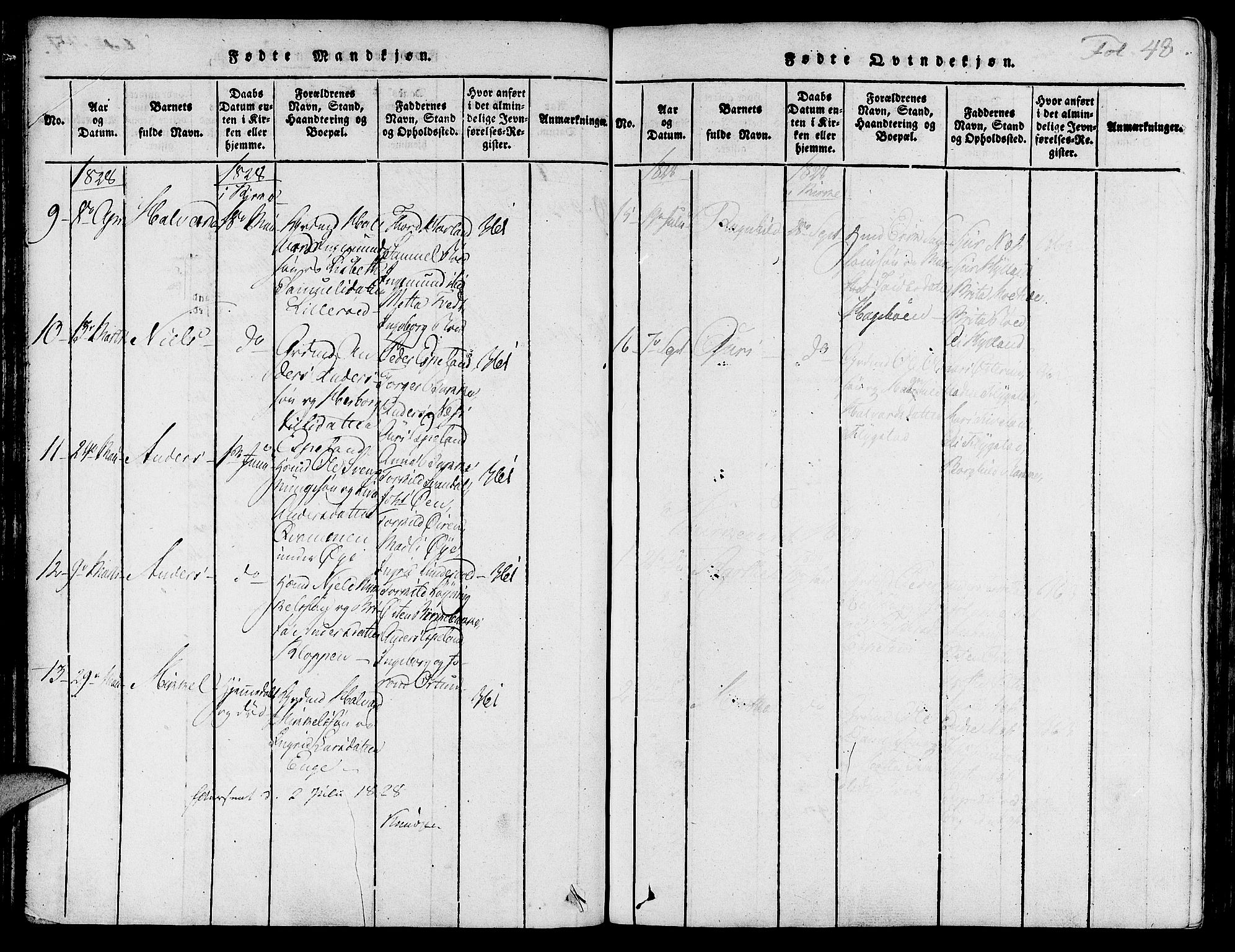 Suldal sokneprestkontor, SAST/A-101845/01/IV/L0007: Parish register (official) no. A 7, 1817-1838, p. 48