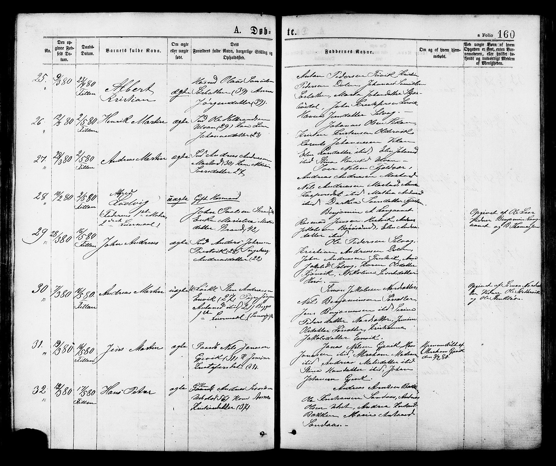 Ministerialprotokoller, klokkerbøker og fødselsregistre - Sør-Trøndelag, SAT/A-1456/634/L0532: Parish register (official) no. 634A08, 1871-1881, p. 160
