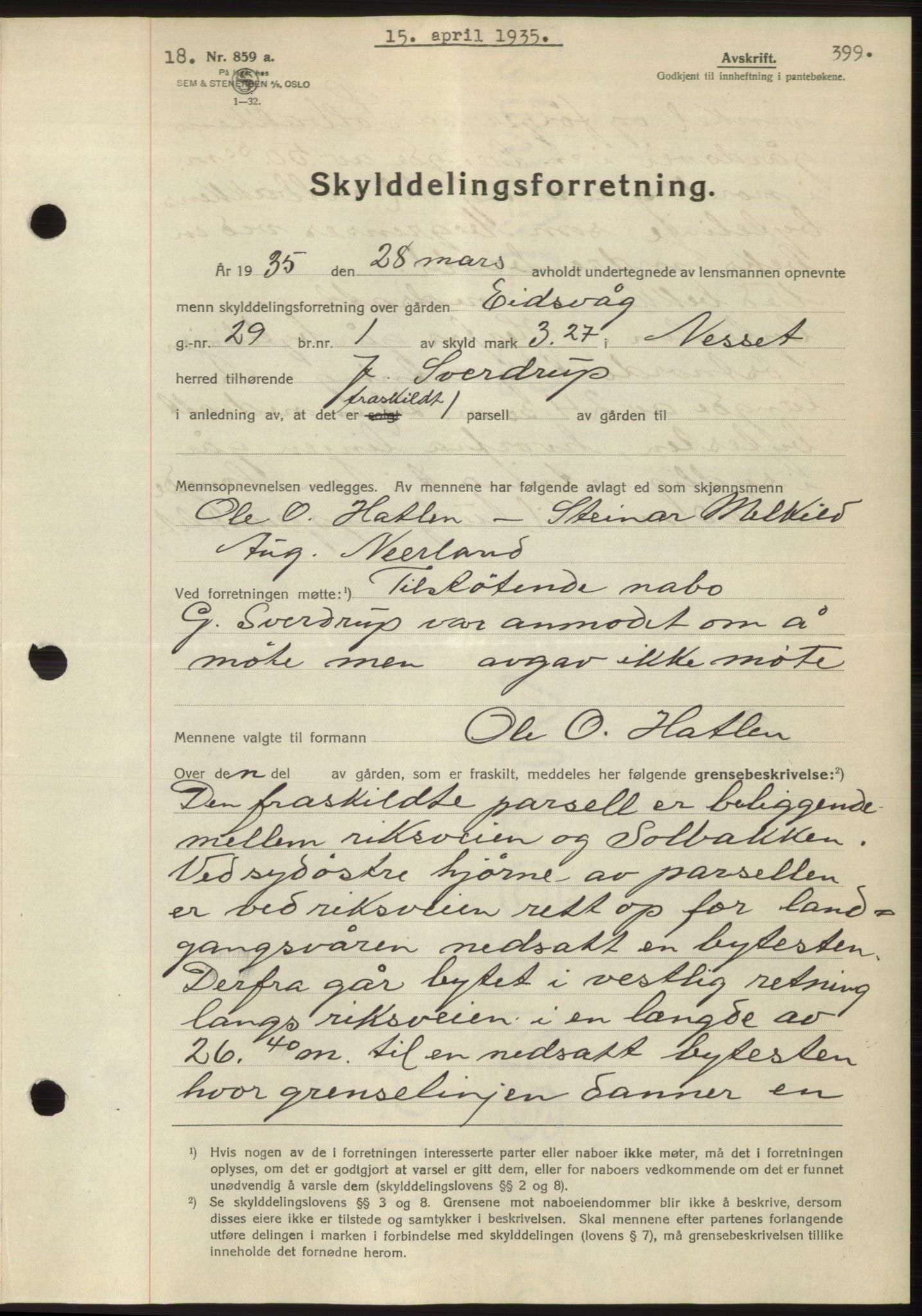 Romsdal sorenskriveri, AV/SAT-A-4149/1/2/2C/L0066: Mortgage book no. 60, 1934-1935, Deed date: 15.04.1935