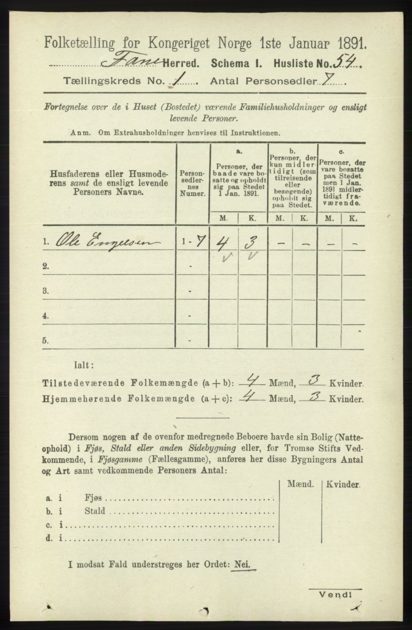 RA, 1891 census for 1249 Fana, 1891, p. 81