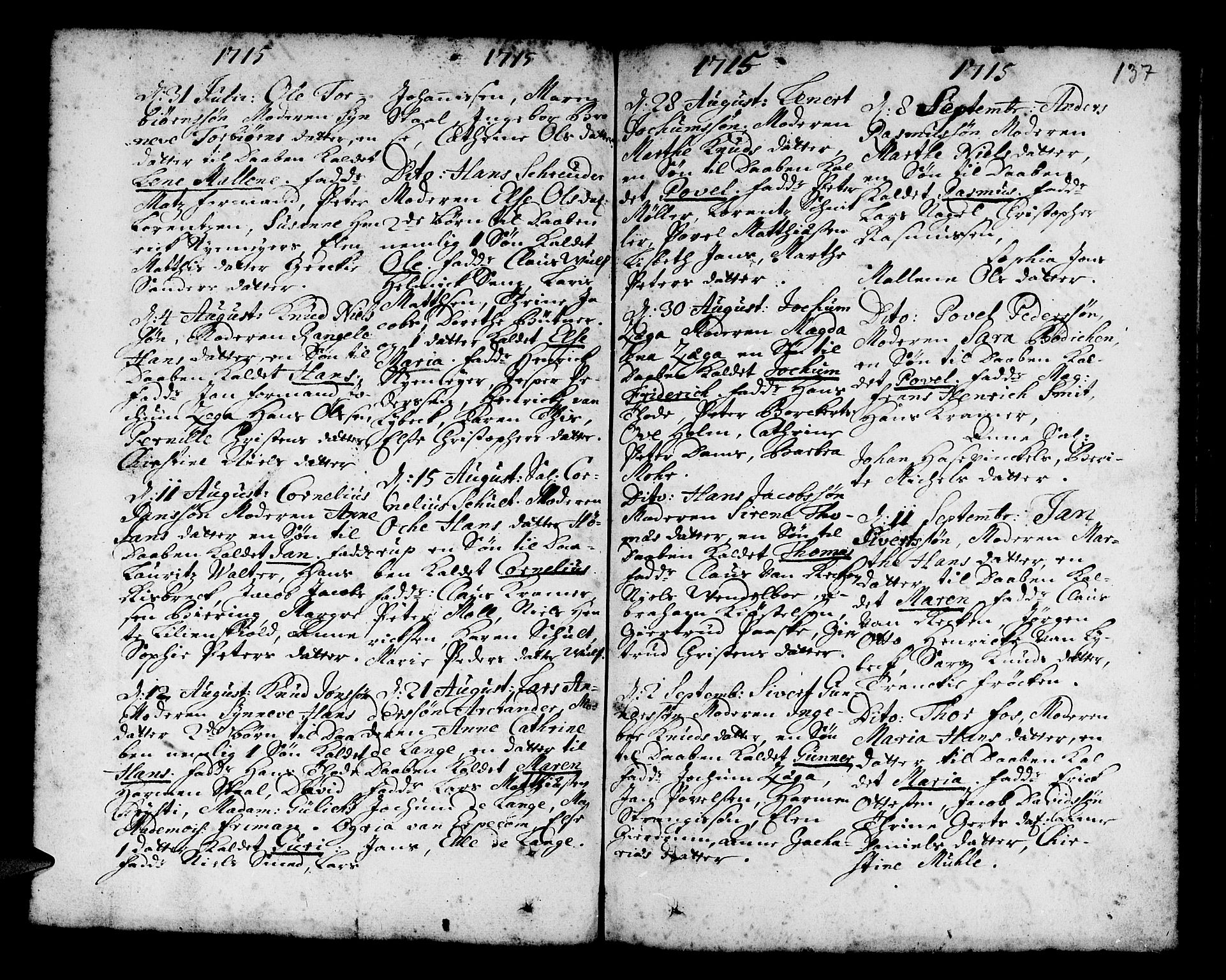 Nykirken Sokneprestembete, AV/SAB-A-77101/H/Haa/L0002: Parish register (official) no. A 2, 1700-1723, p. 137