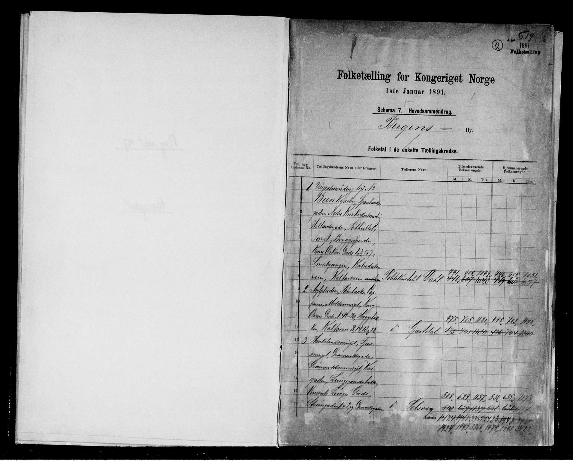 RA, 1891 Census for 1301 Bergen, 1891, p. 2