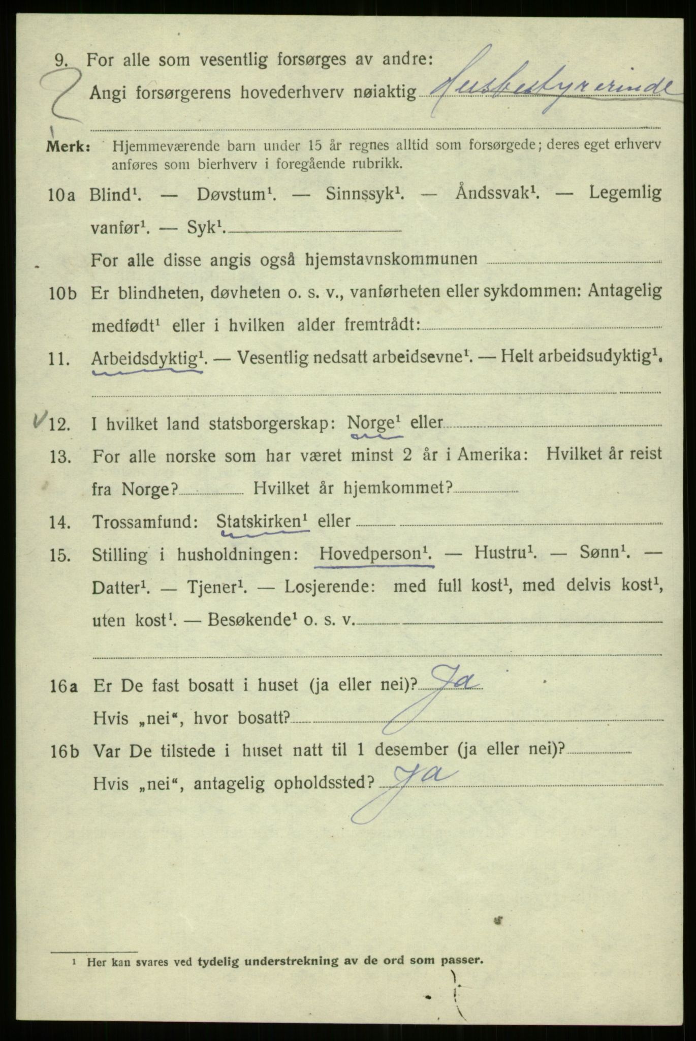 SAB, 1920 census for Bergen, 1920, p. 110416