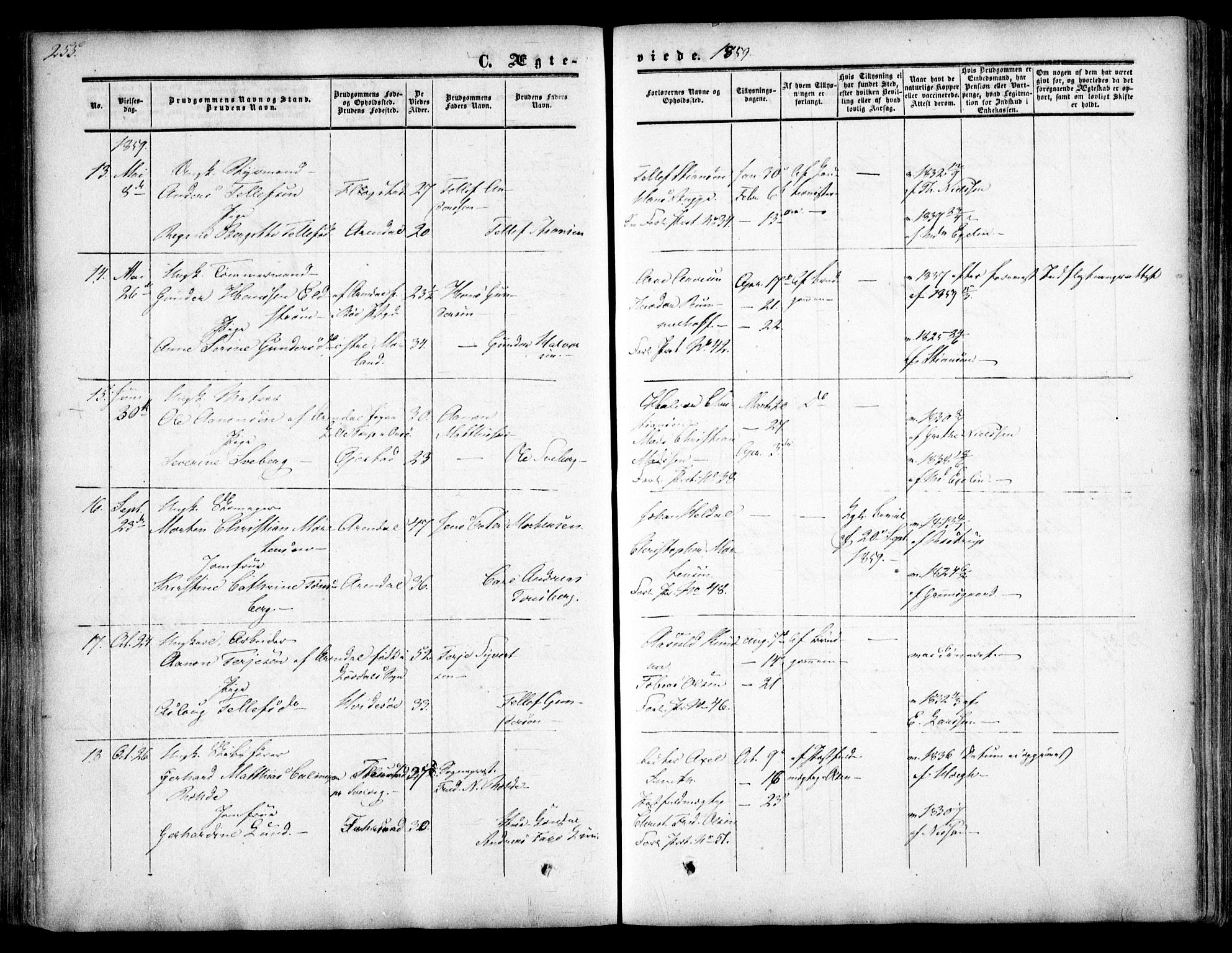 Arendal sokneprestkontor, Trefoldighet, AV/SAK-1111-0040/F/Fa/L0006: Parish register (official) no. A 6, 1855-1868, p. 255