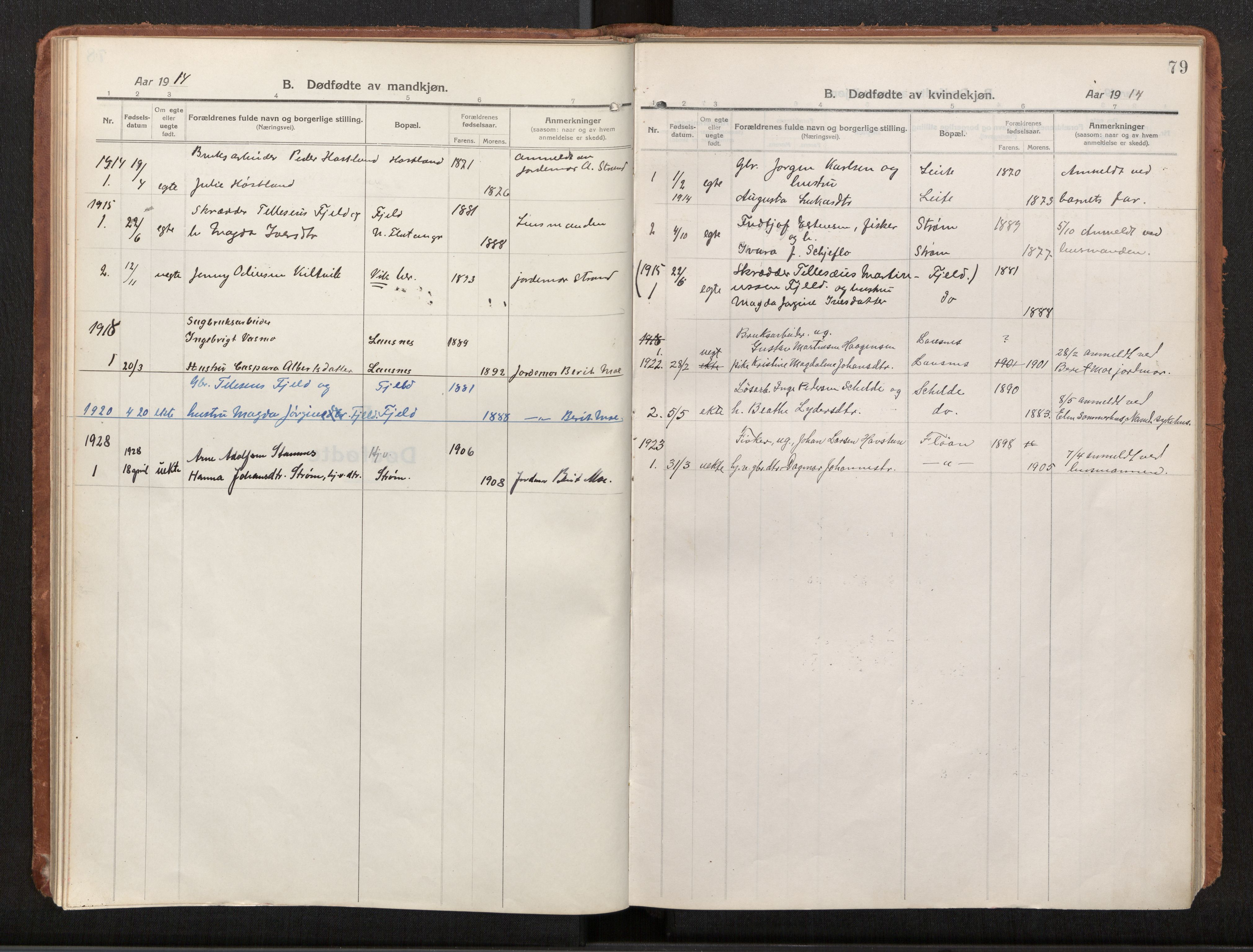 Ministerialprotokoller, klokkerbøker og fødselsregistre - Nord-Trøndelag, AV/SAT-A-1458/772/L0604: Parish register (official) no. 772A02, 1913-1937, p. 79