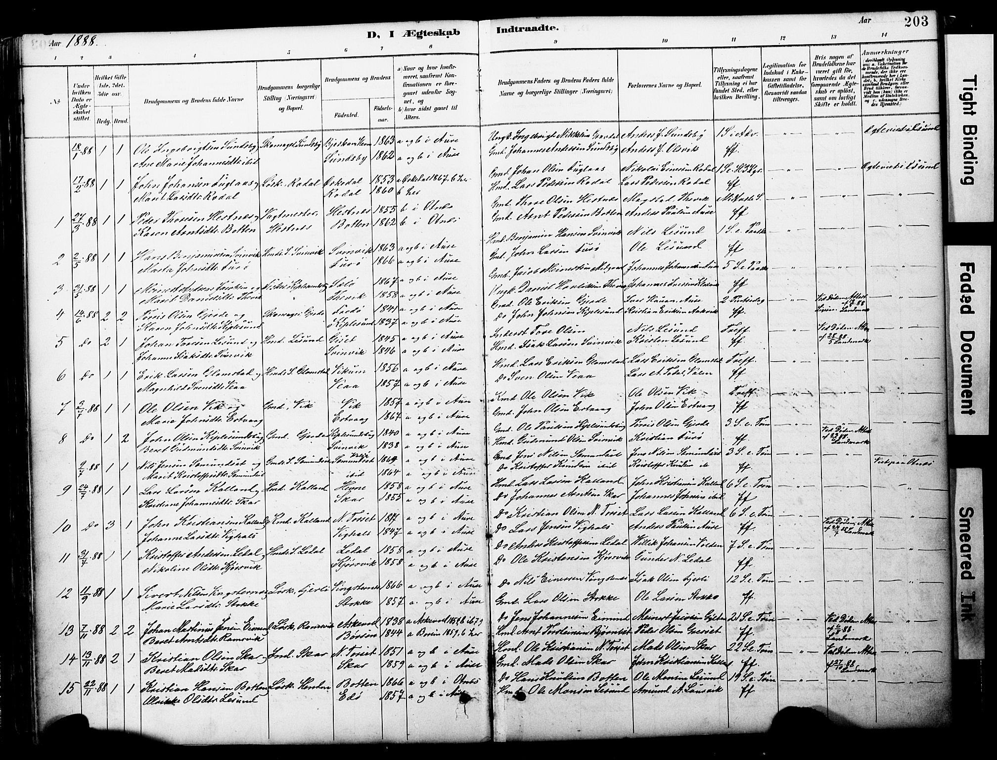 Ministerialprotokoller, klokkerbøker og fødselsregistre - Møre og Romsdal, AV/SAT-A-1454/578/L0907: Parish register (official) no. 578A06, 1887-1904, p. 203