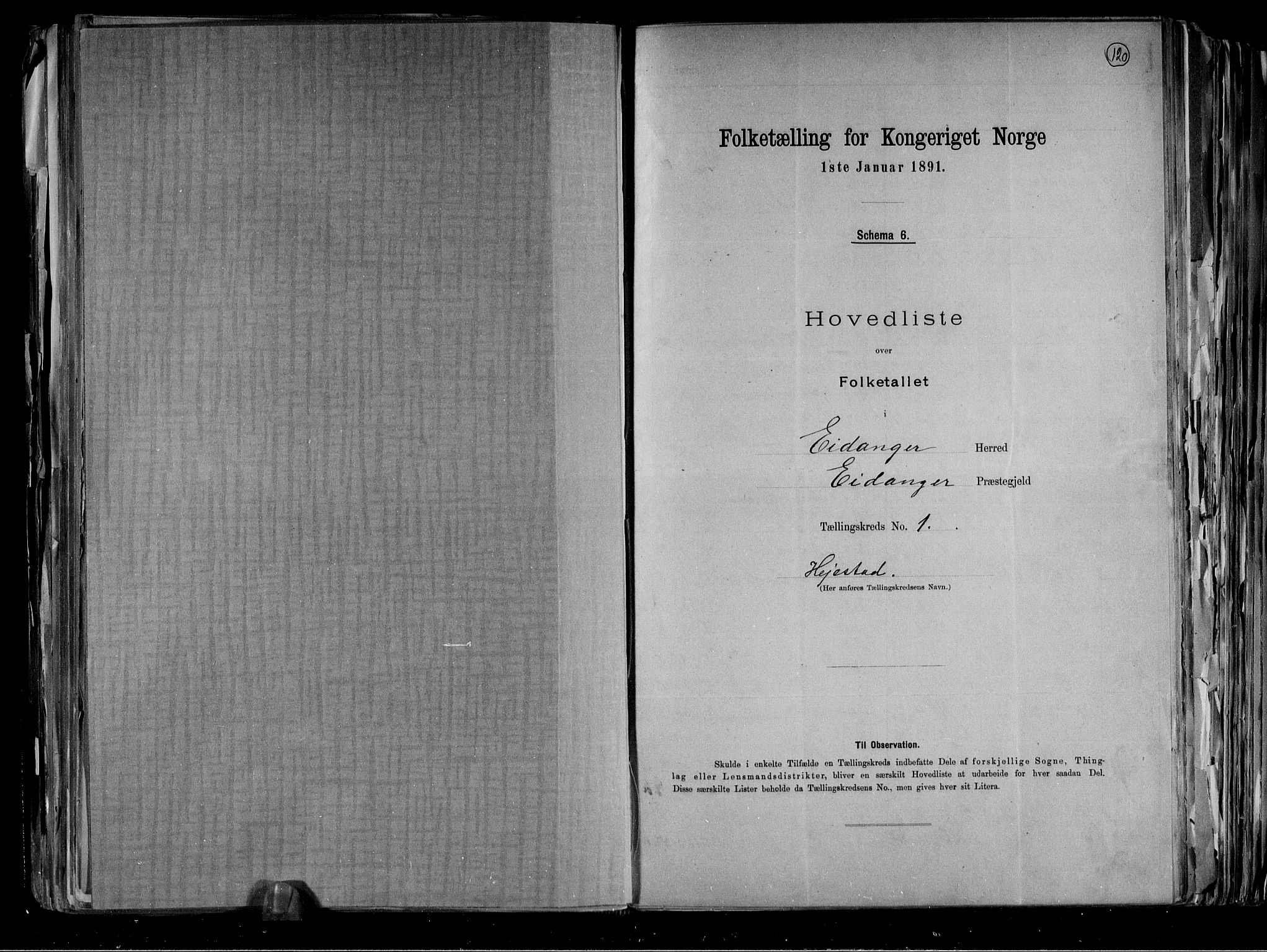 RA, 1891 census for 0813 Eidanger, 1891, p. 6
