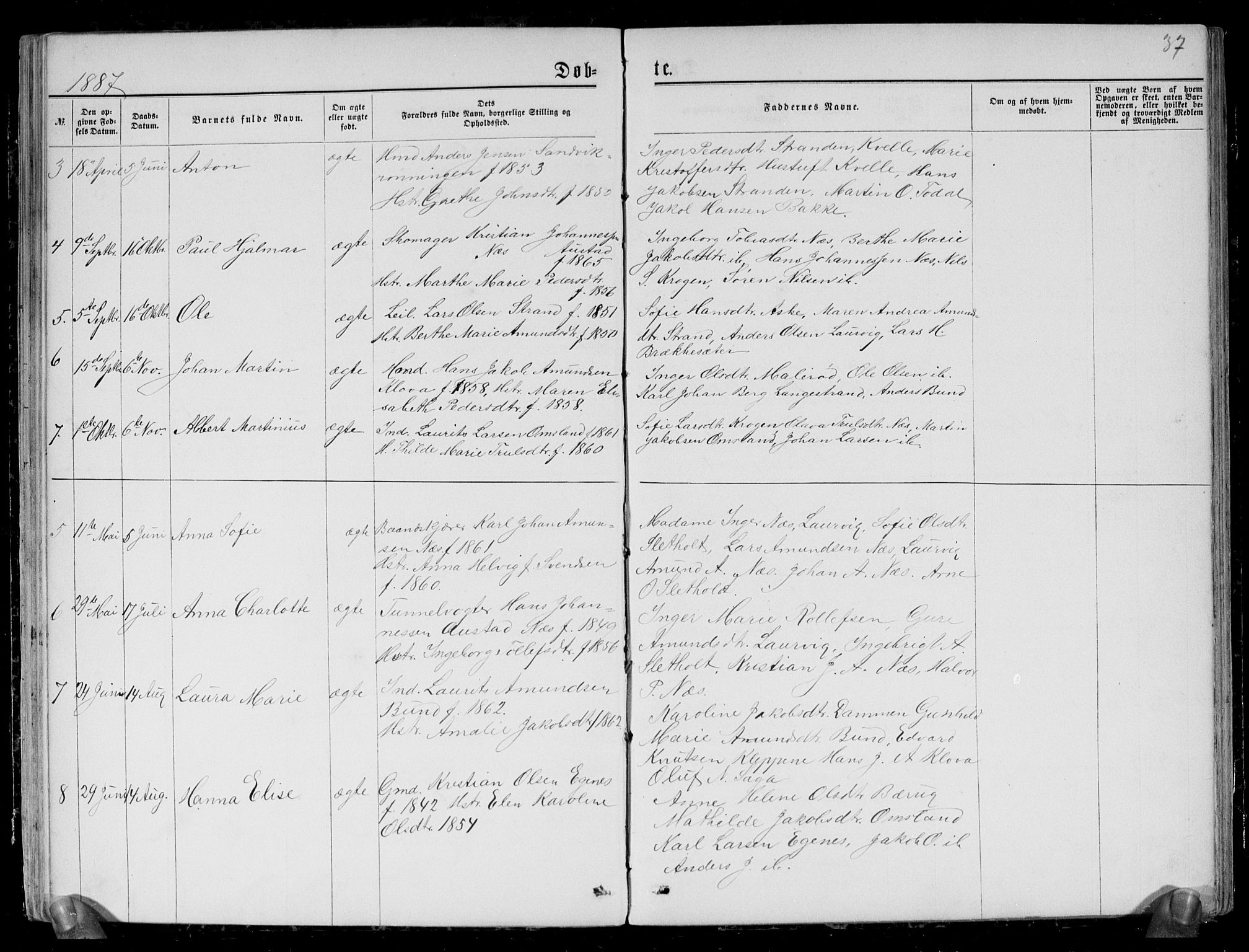 Brunlanes kirkebøker, AV/SAKO-A-342/G/Gc/L0001: Parish register (copy) no. III 1, 1866-1890, p. 37