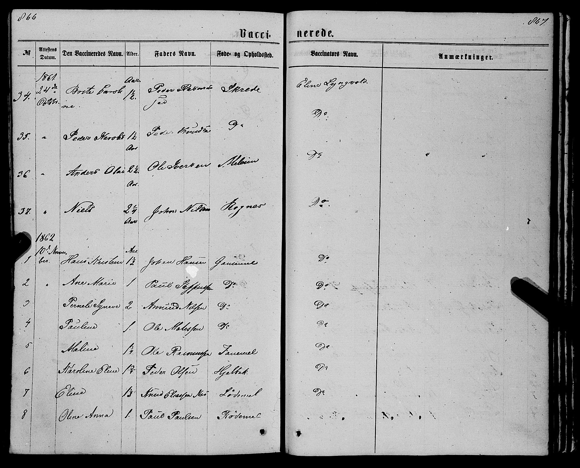 Eid sokneprestembete, AV/SAB-A-82301/H/Haa/Haaa/L0009: Parish register (official) no. A 9, 1861-1868, p. 866-867