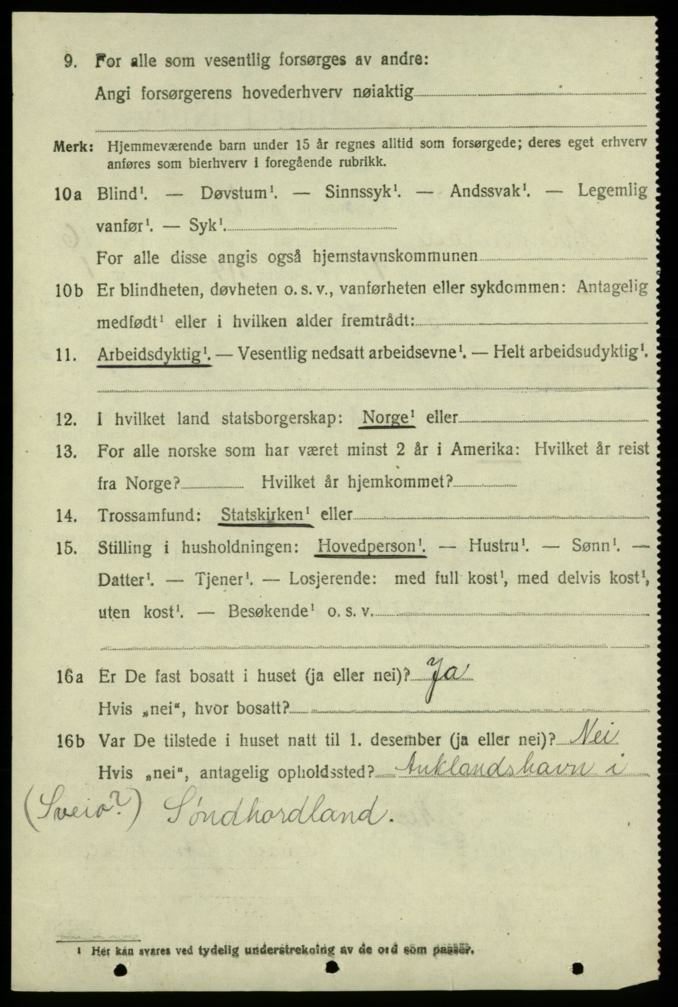 SAB, 1920 census for Kvinnherad, 1920, p. 10175