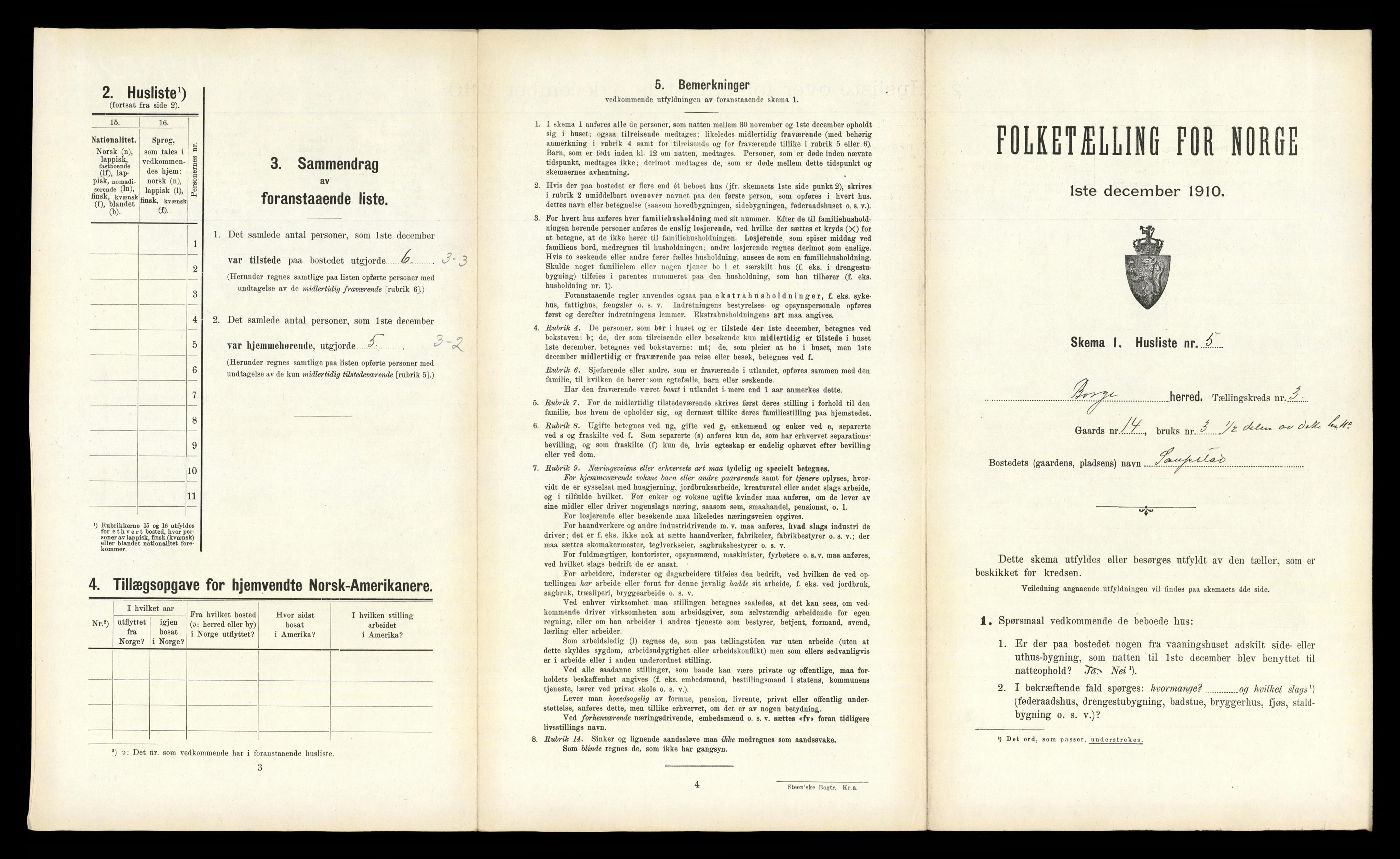 RA, 1910 census for Borge, 1910, p. 273