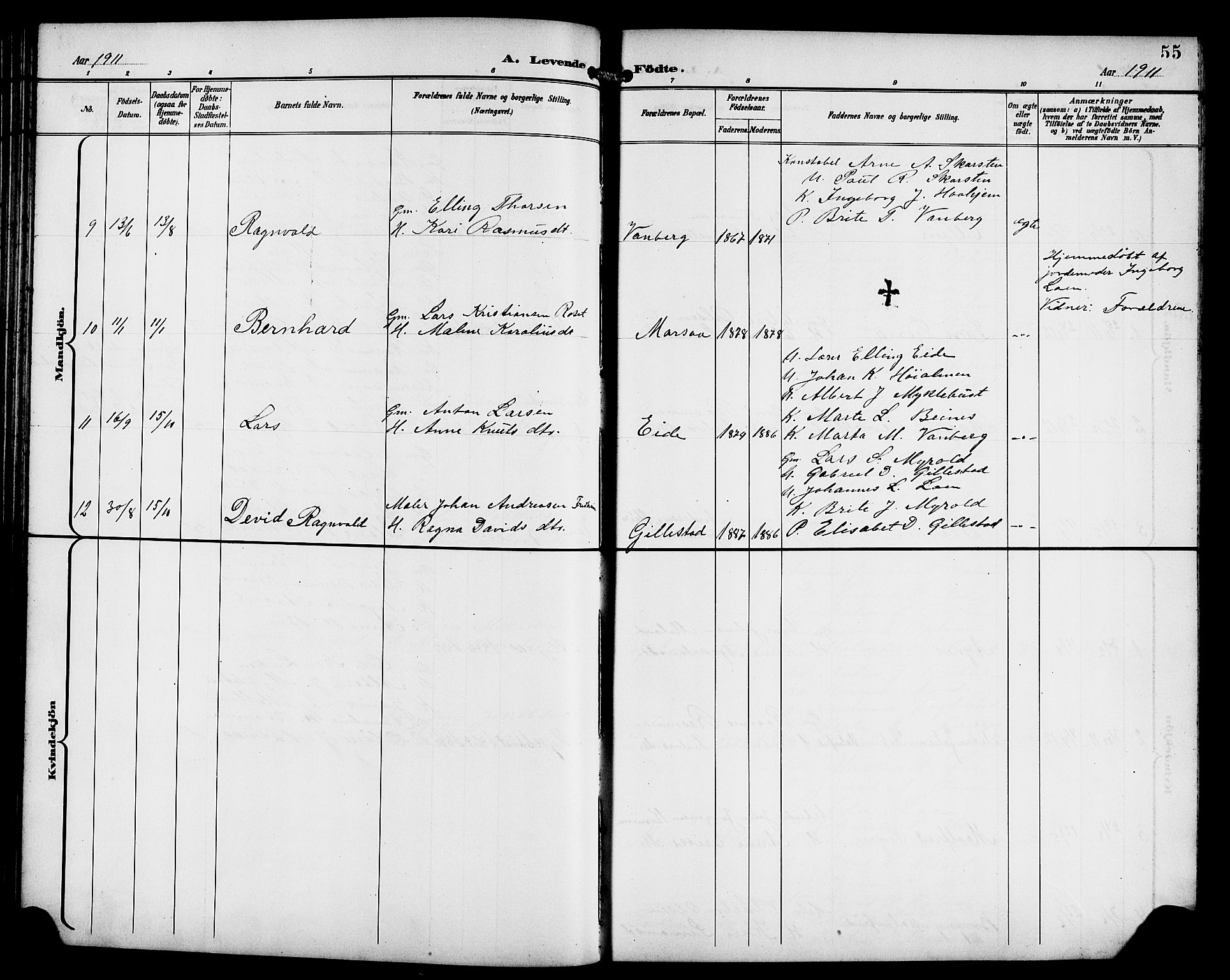 Innvik sokneprestembete, AV/SAB-A-80501: Parish register (copy) no. B 4, 1898-1916, p. 55